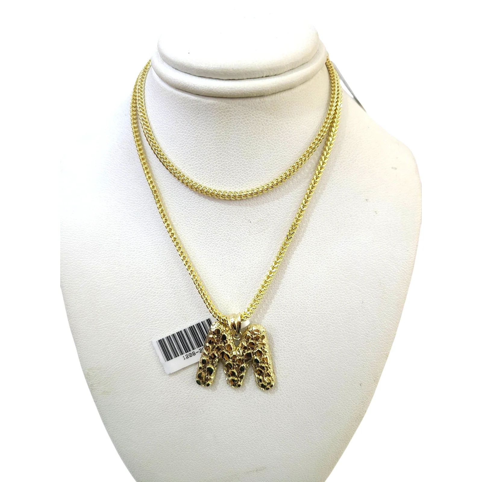 Real 10k Gold Franco Chain 2.5mm 16"-26" M Initial Charm Pendant Necklace SET - Image 2