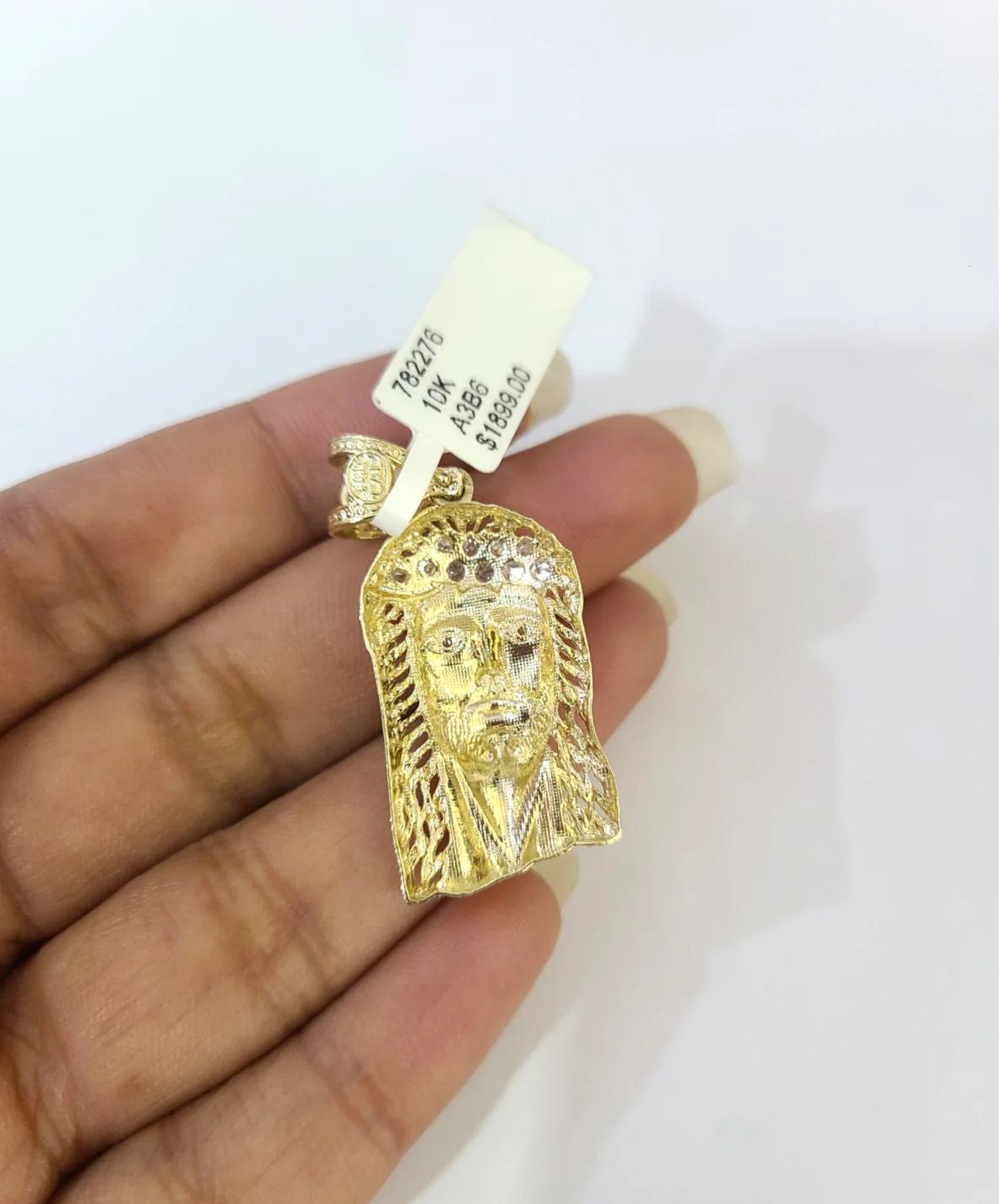 Real 10k Gold Franco Chain Christ Head Charm Pendant Necklace SET 2.5mm 18"-26" - Image 7