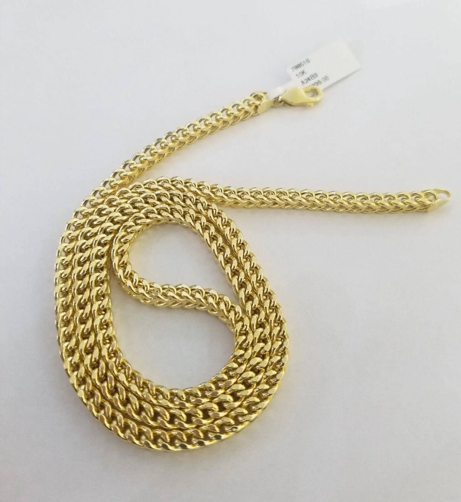 Real 10k Gold Franco chain & Cross Charm 10kt Pendant Necklace 24" 4mm SET - Image 5