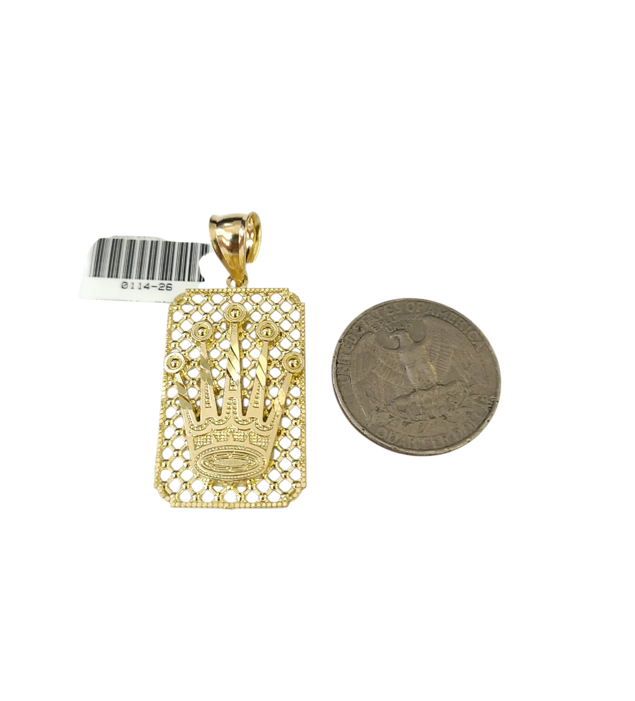 Real 10k Gold Franco Chain Crown Charm Pendant Necklace SET 2.5mm 18"-26" - Image 7