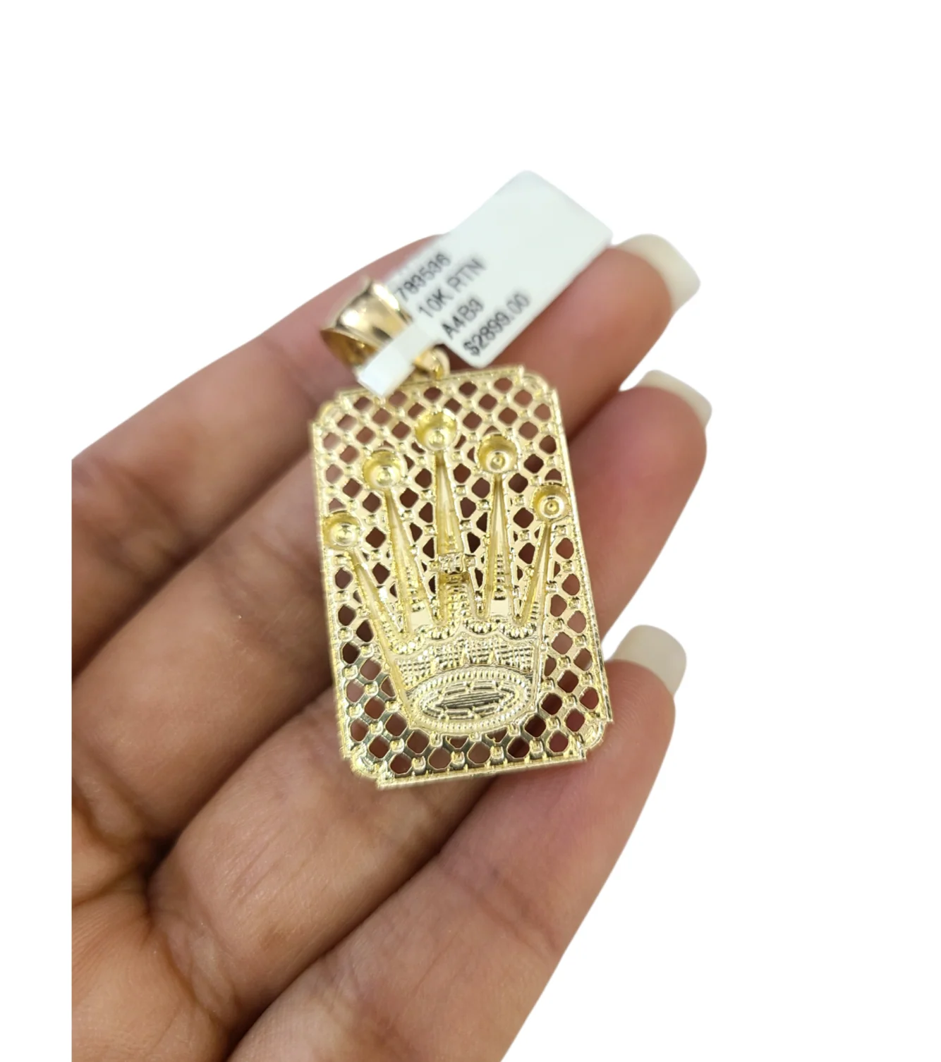 Real 10k Gold Franco Chain Crown Charm Pendant Necklace SET 2.5mm 18"-26" - Image 8