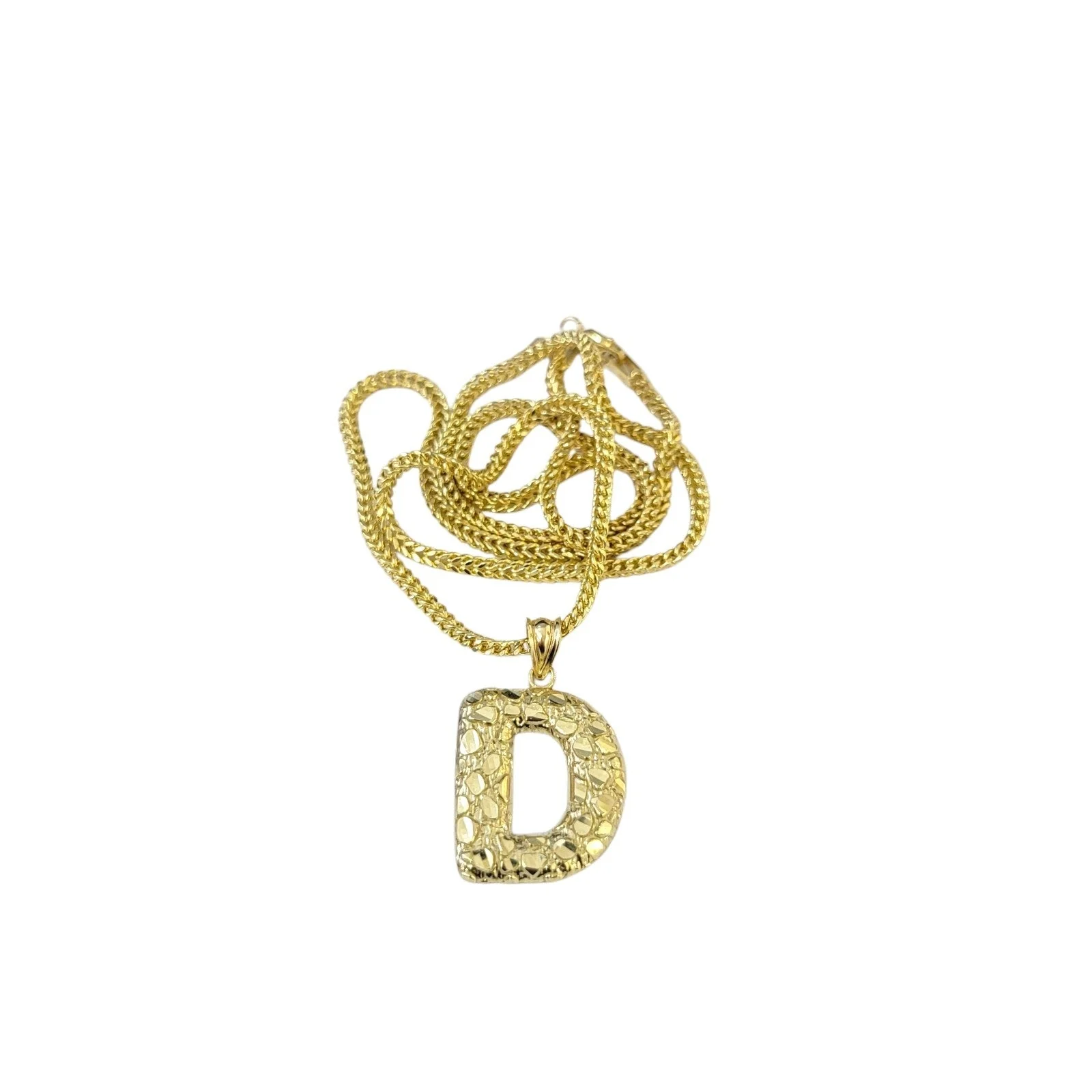 Real 10k Gold Franco Chain D Initial Charm Pendant Necklace SET 2.5mm 16"-26" - Image 3