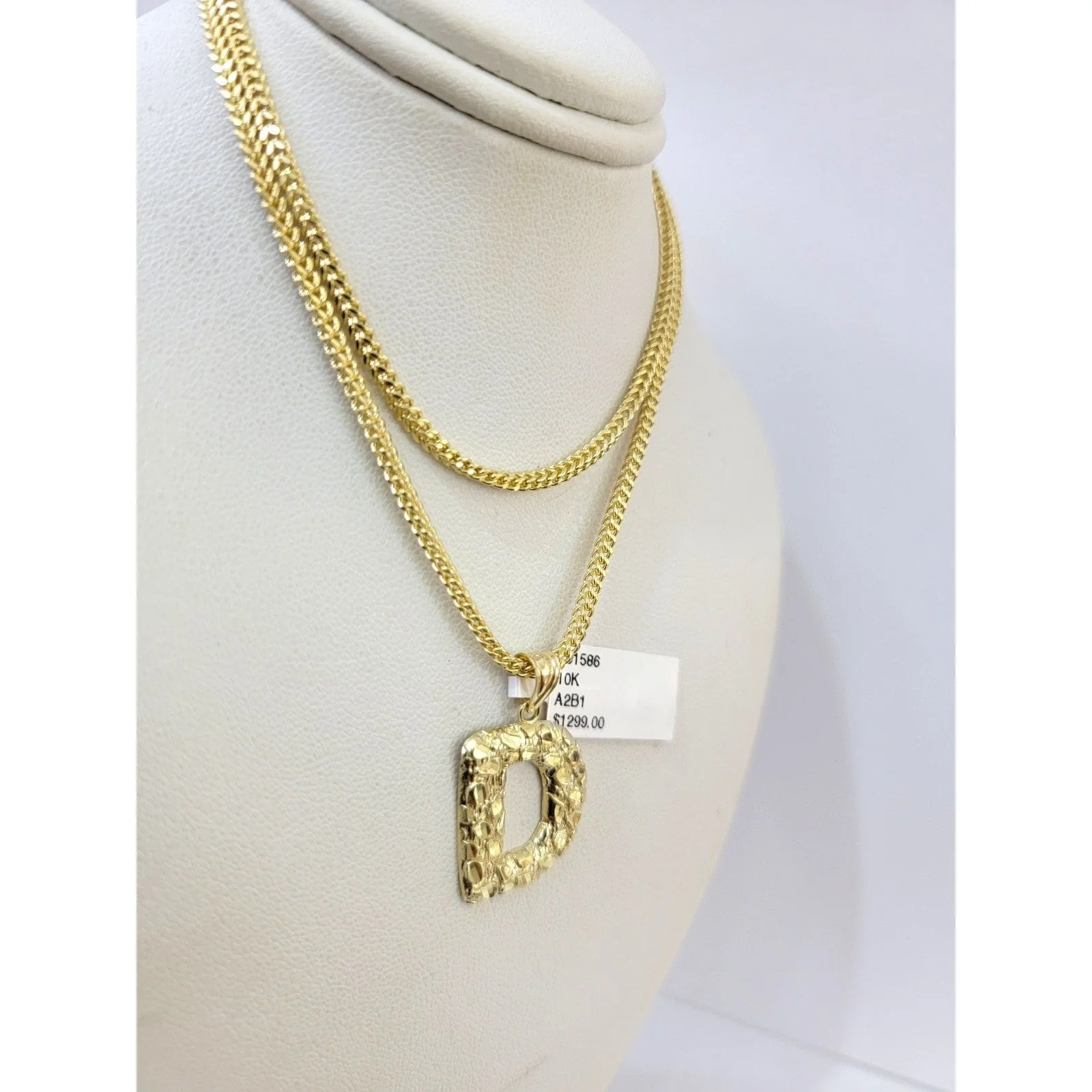 Real 10k Gold Franco Chain D Initial Charm Pendant Necklace SET 2.5mm 16"-26" - Image 4