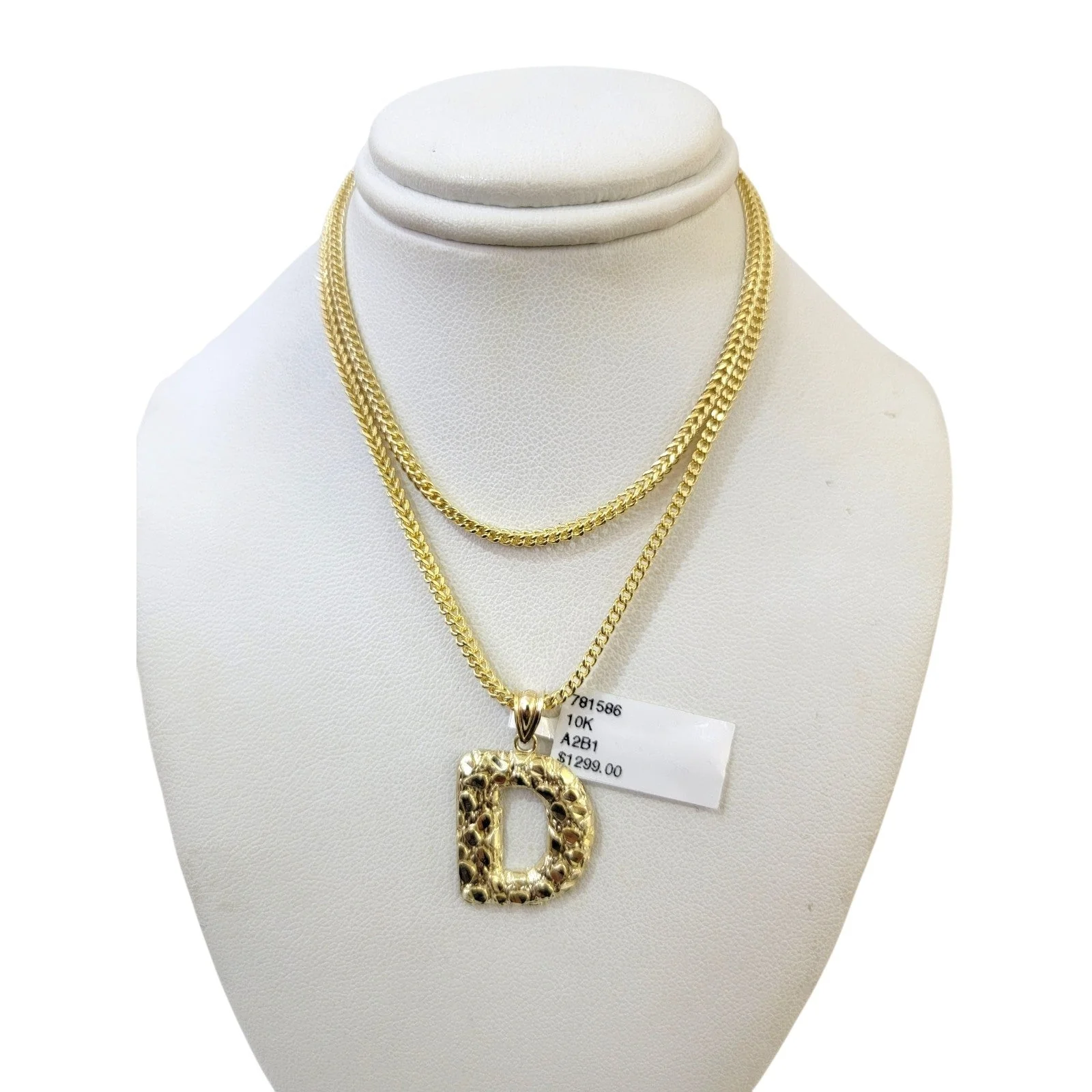 Real 10k Gold Franco Chain D Initial Charm Pendant Necklace SET 2.5mm 16"-26" - Image 6