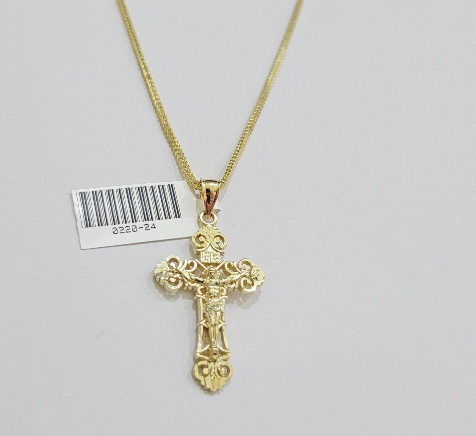 Real 10k Gold Franco Chain Jesus Cross Charm Pendant Necklace SET Men Women - Image 3