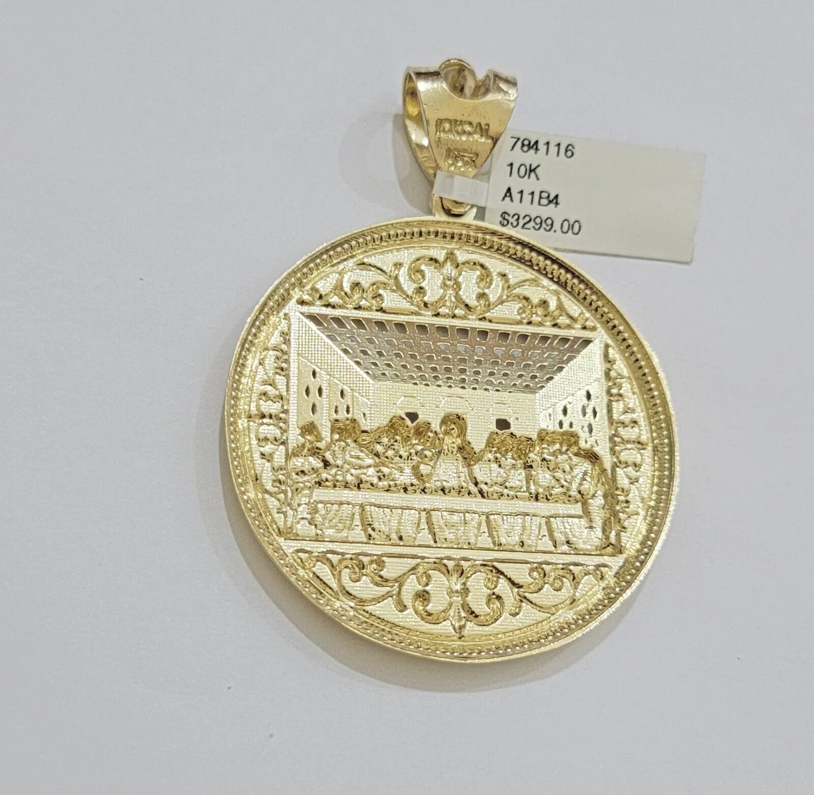 REAL 10k Gold Franco Chain Necklace 24 Inch Last Supper Pendant SET 10KT For Men - Image 4
