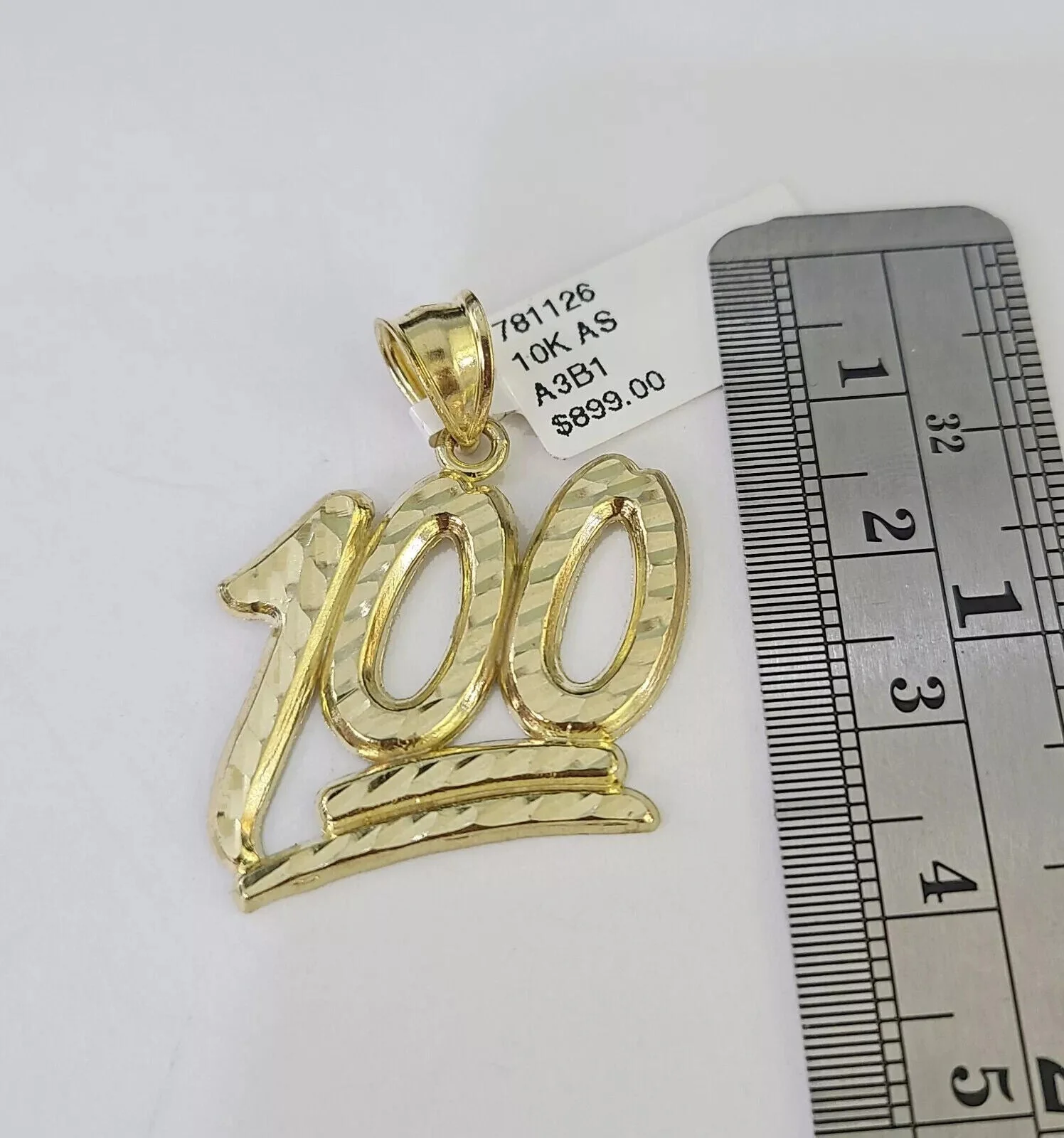Real 10k Gold Franco Chain Necklace With 100 Sign Charm Pendant SET 18-26 inch - Image 5