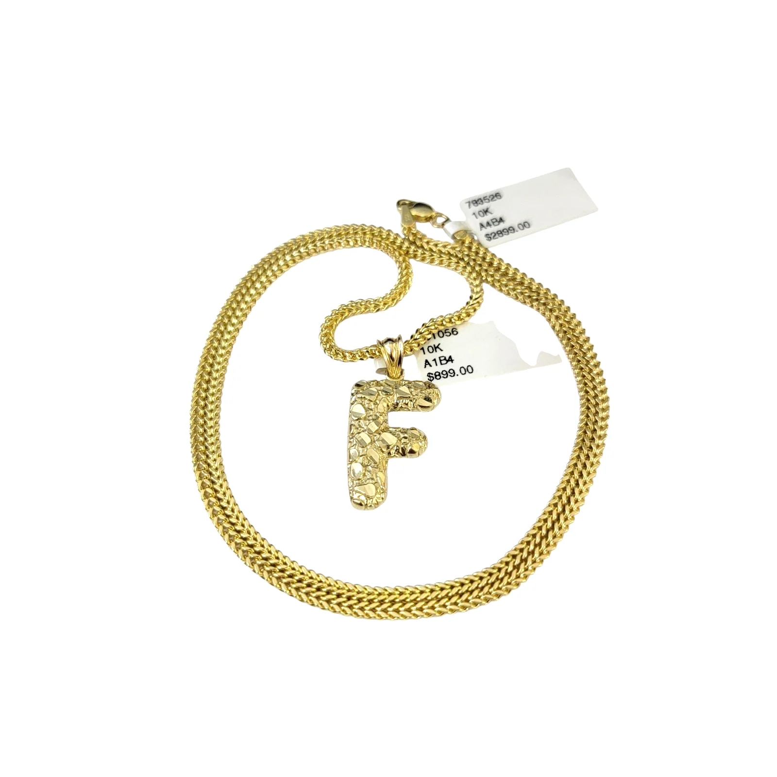 Real 10k Gold Franco Chain Pendant Necklace F Initial Charm SET 2.5mm 16"-26" - Image 6