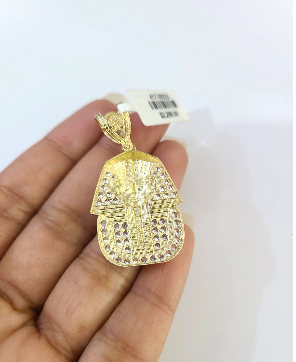 Real 10k Gold Franco Chain Pharaoh Head Charm Pendant Necklace SET 2.5mm 18"-26" - Image 7