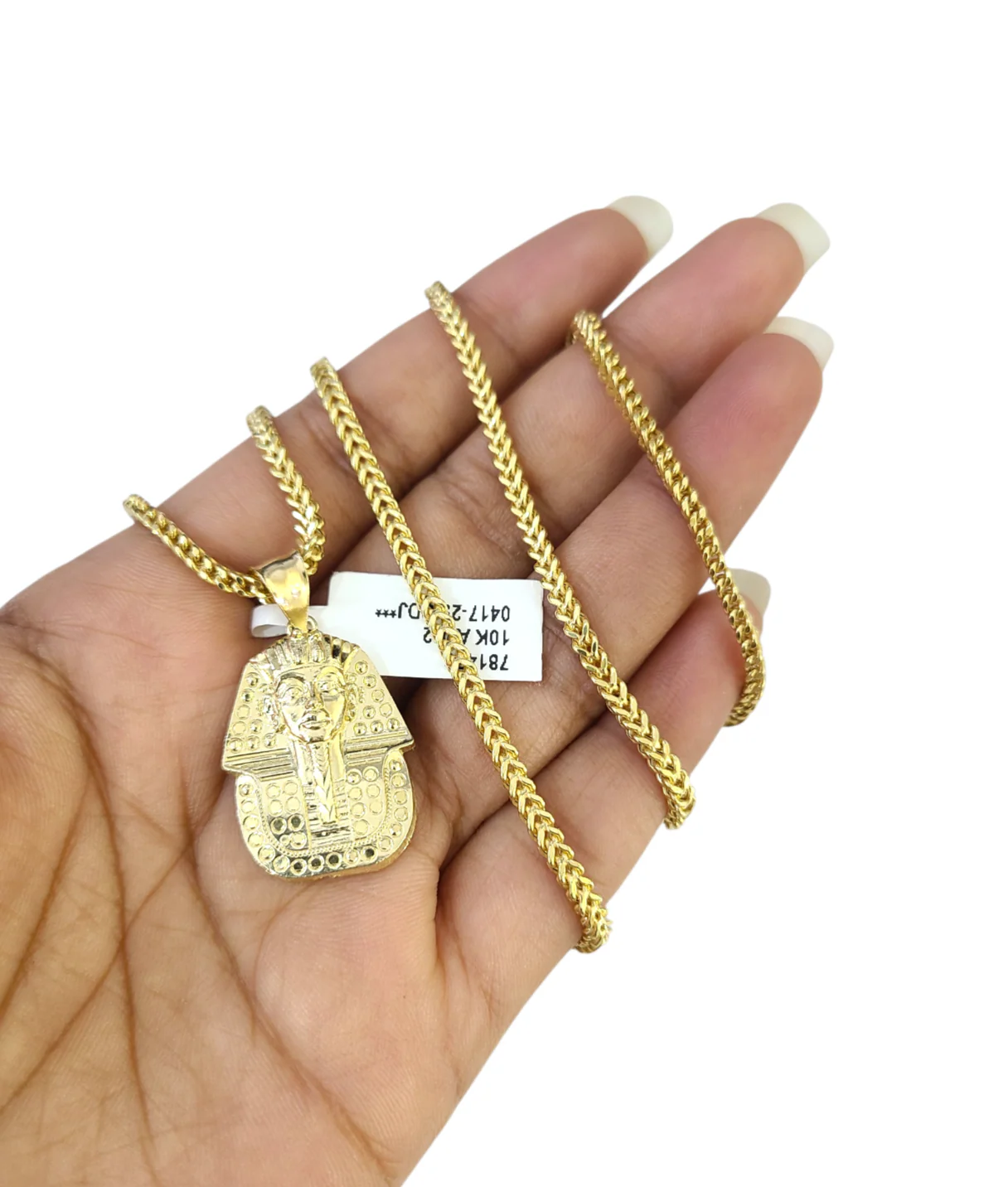 Real 10k Gold Franco Necklace Chain Pharaoh Head Charm 2.5mm 18"-26" Pendant SET - Image 4