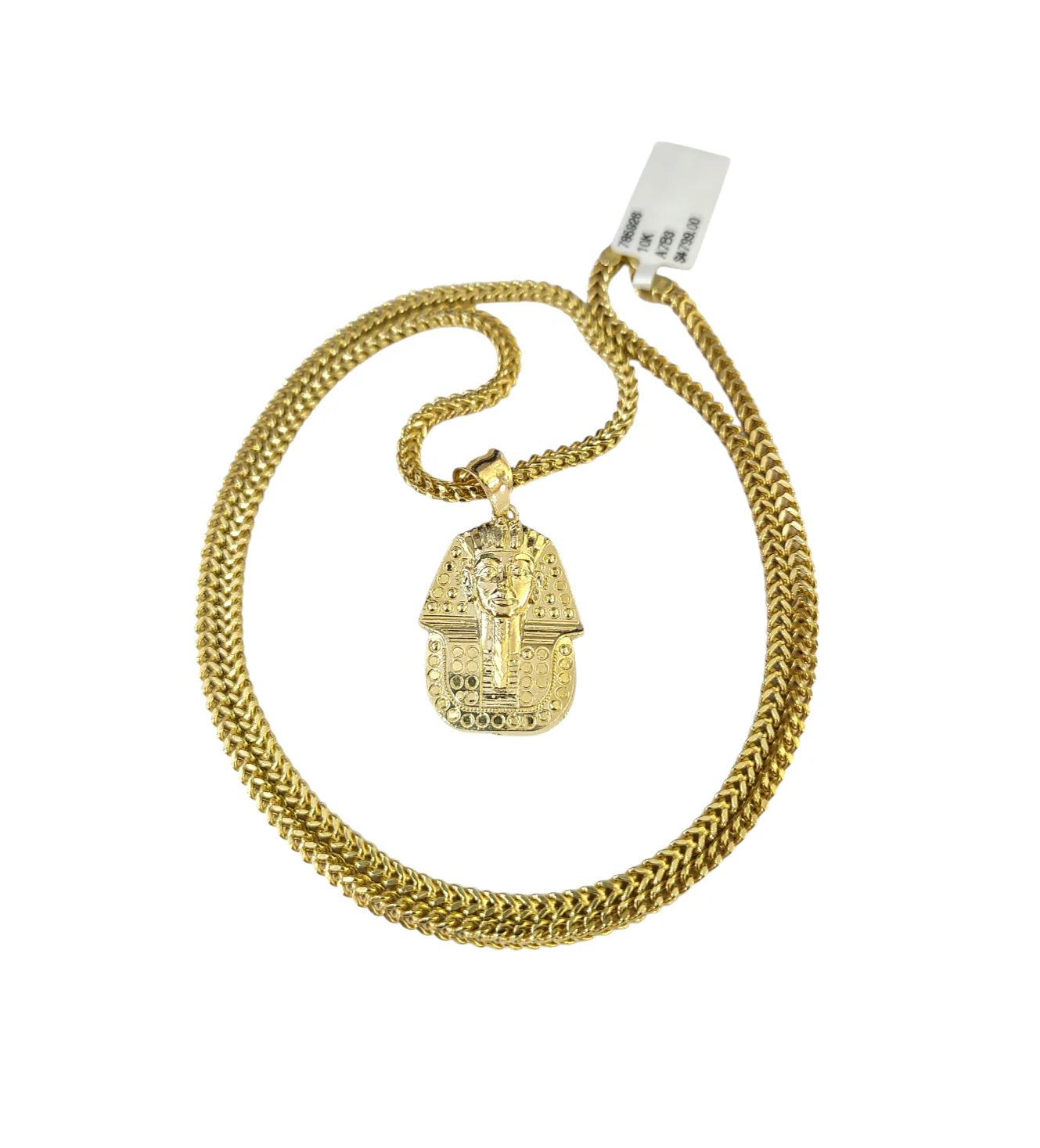 Real 10k Gold Franco Necklace Chain Pharaoh Head Charm 2.5mm 18"-26" Pendant SET - Image 5