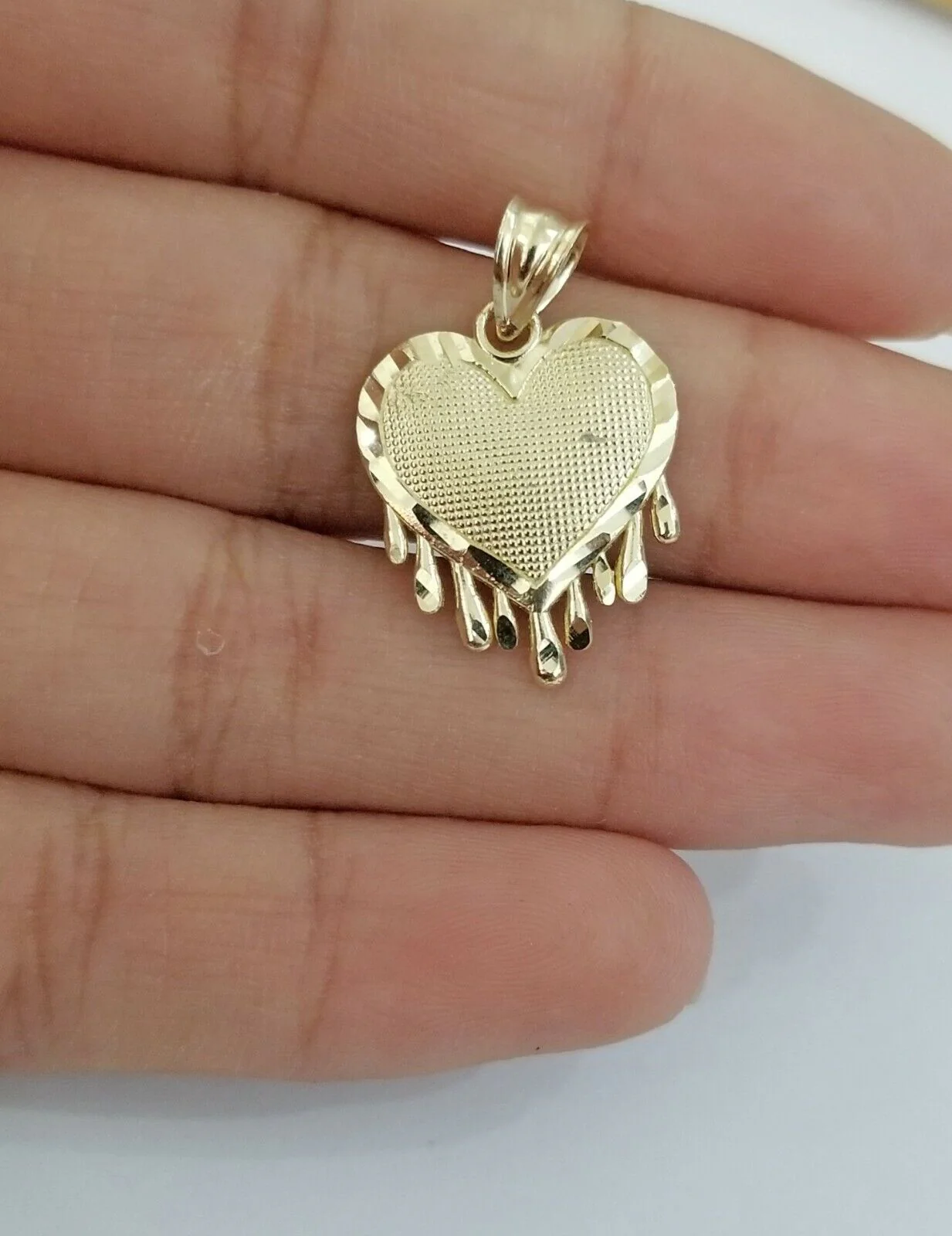 Real 10k Gold Heart Pendant Rope Chain Ladies Charm Necklace 18 20 22 24 26 28 - Image 2