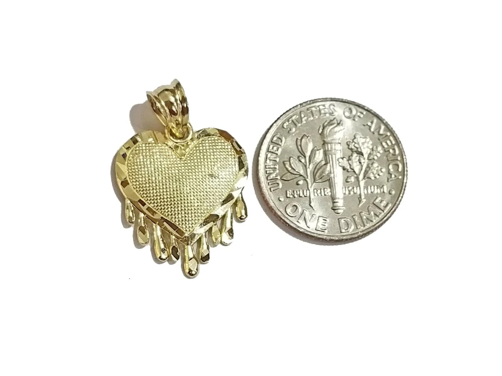 Real 10k Gold Heart Pendant Rope Chain Ladies Charm Necklace 18 20 22 24 26 28 - Image 3