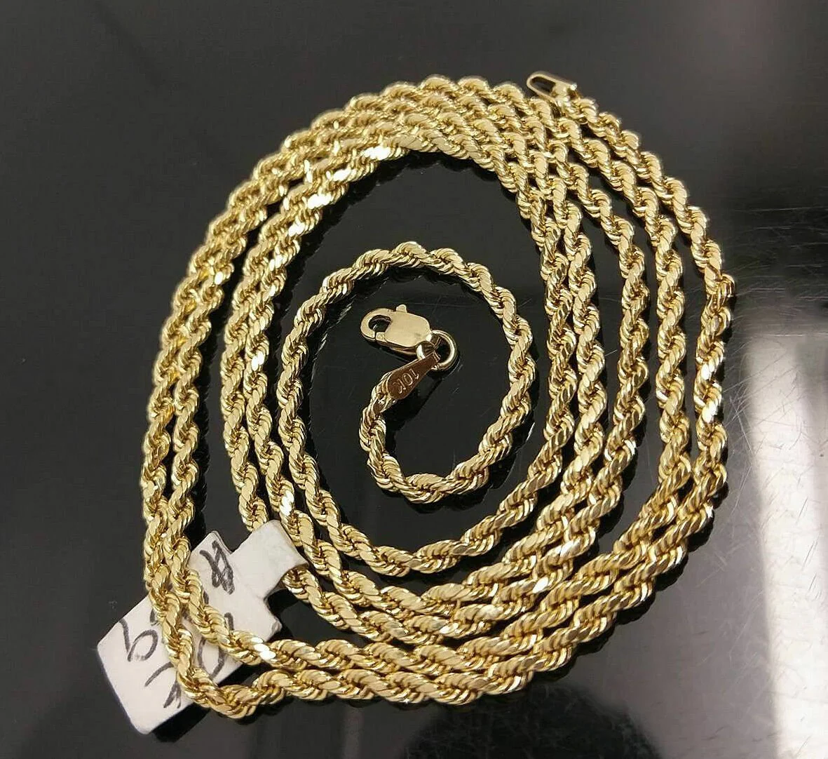 Real 10k Gold Heart Pendant Rope Chain Ladies Charm Necklace 18 20 22 24 26 28 - Image 4