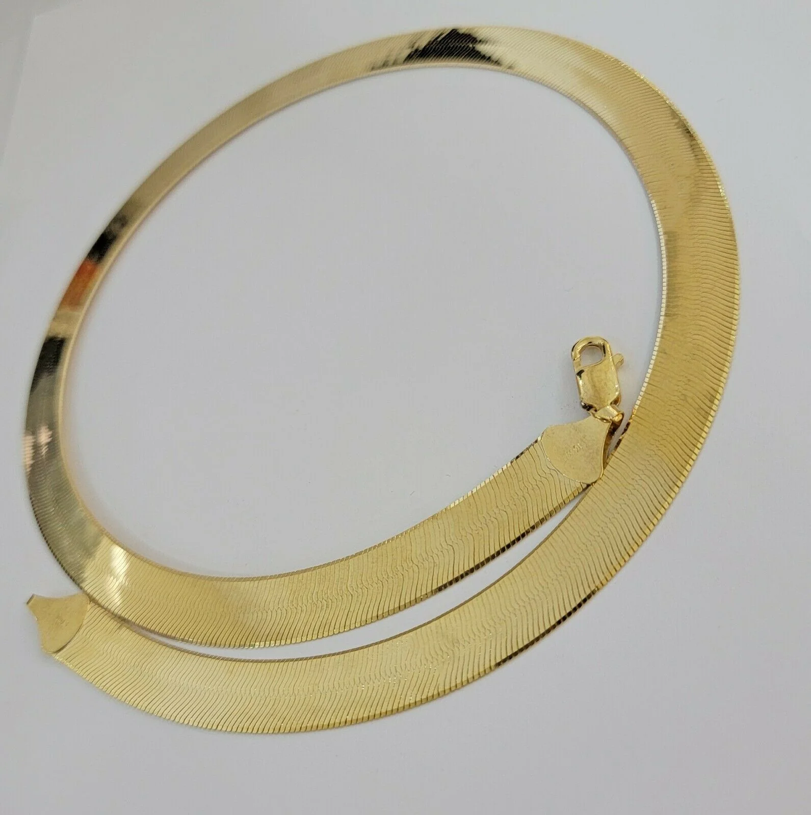 REAL 10k Gold Herringbone Chain Necklace 12mm 18"-24" 10kt Yellow Gold SOLID - Image 6