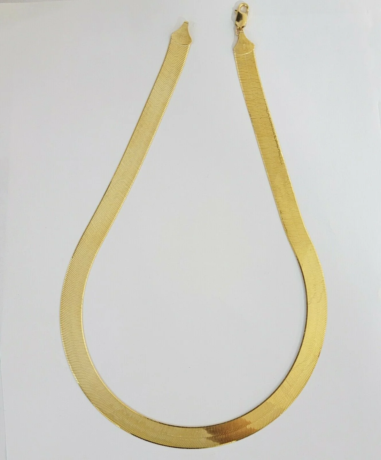 REAL 10k Gold Herringbone Chain Necklace 12mm 18"-24" 10kt Yellow Gold SOLID - Image 8