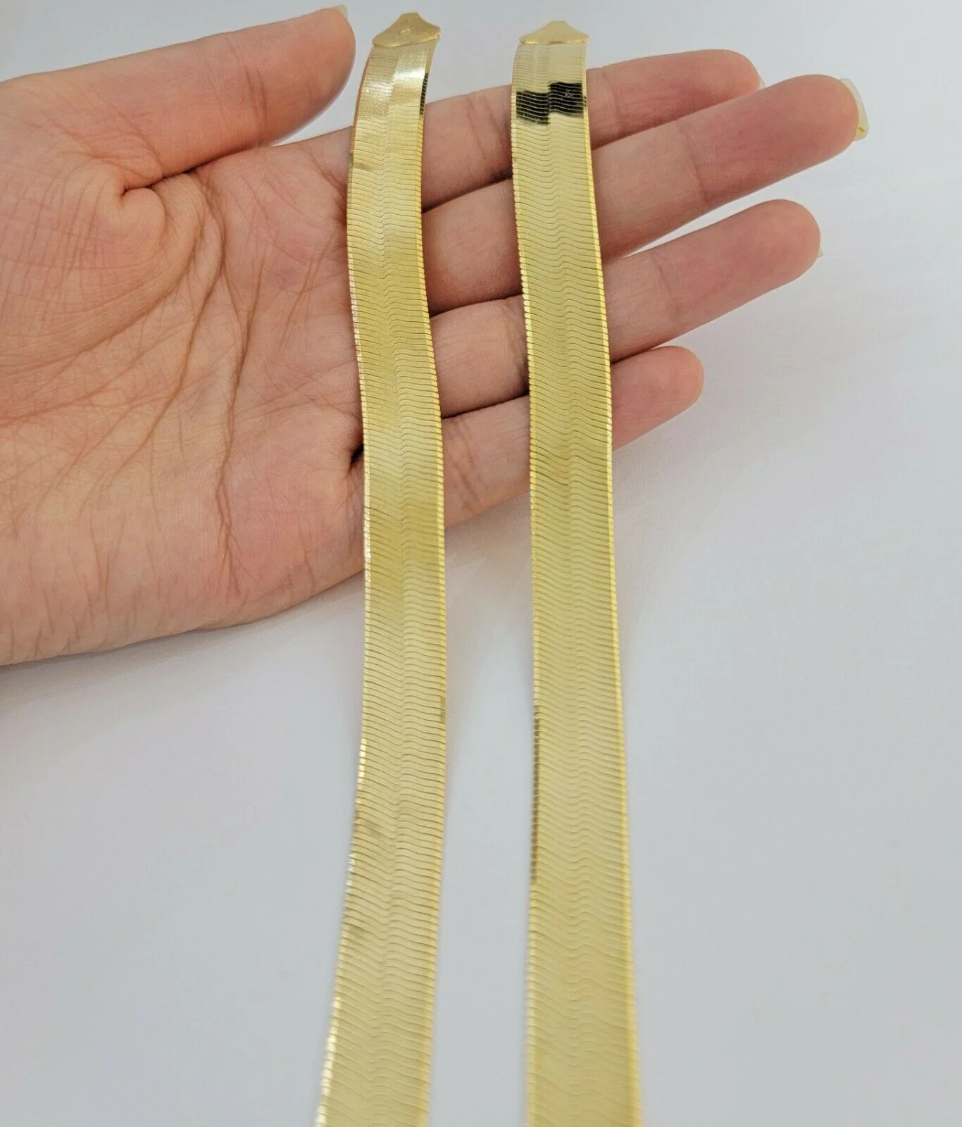 REAL 10k Gold Herringbone Chain Necklace 15mm 18"-24" 10kt Yellow Gold SOLID - Image 5