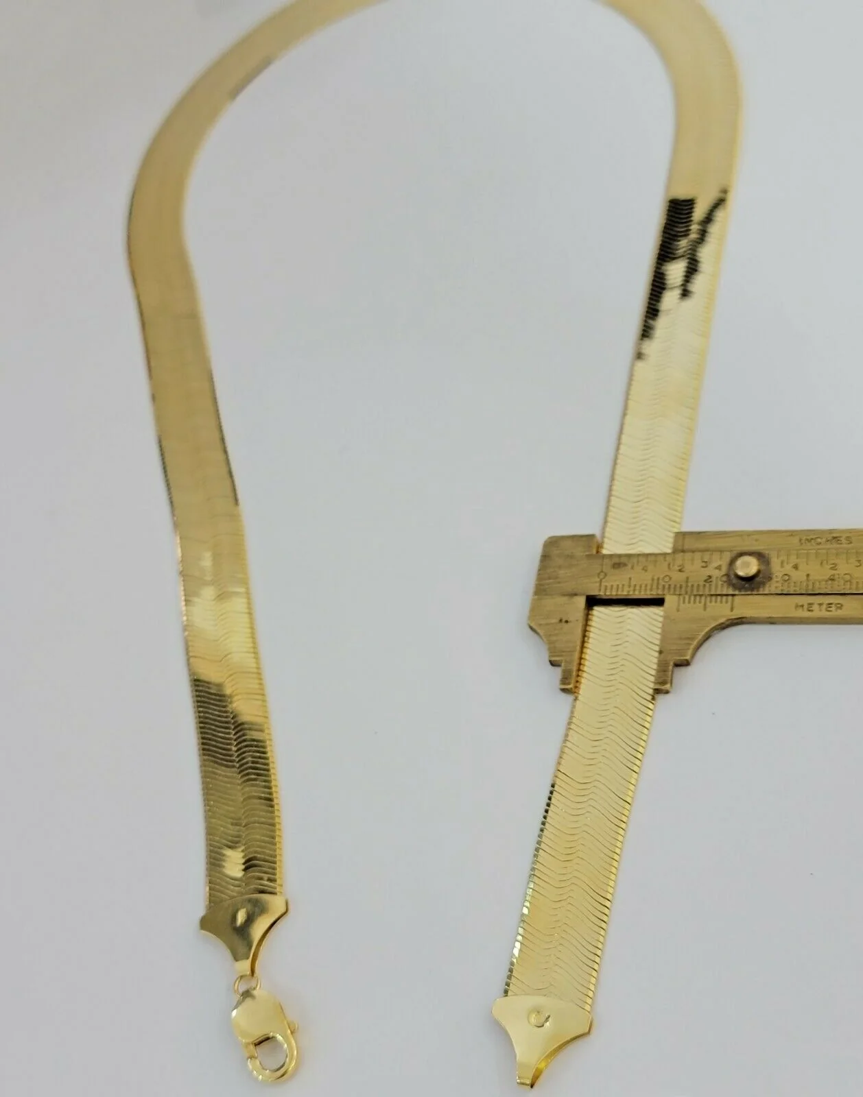 REAL 10k Gold Herringbone Chain Necklace 15mm 18"-24" 10kt Yellow Gold SOLID - Image 6