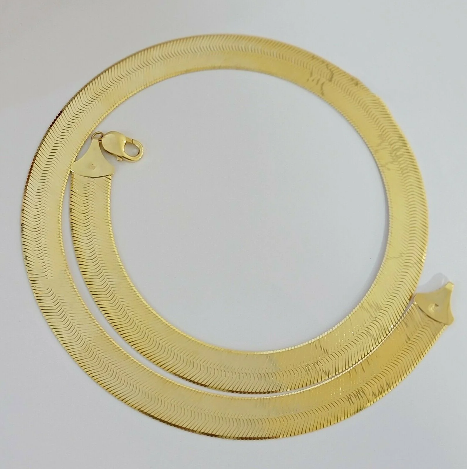 REAL 10k Gold Herringbone Chain Necklace 15mm 18"-24" 10kt Yellow Gold SOLID - Image 8