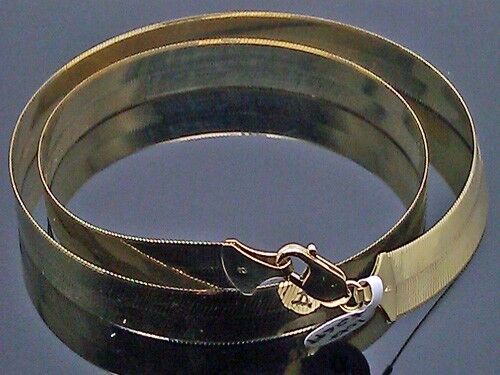 REAL 10K Gold Herringbone chain Necklace 26" Inch 10mm Lobster lock - Image 2