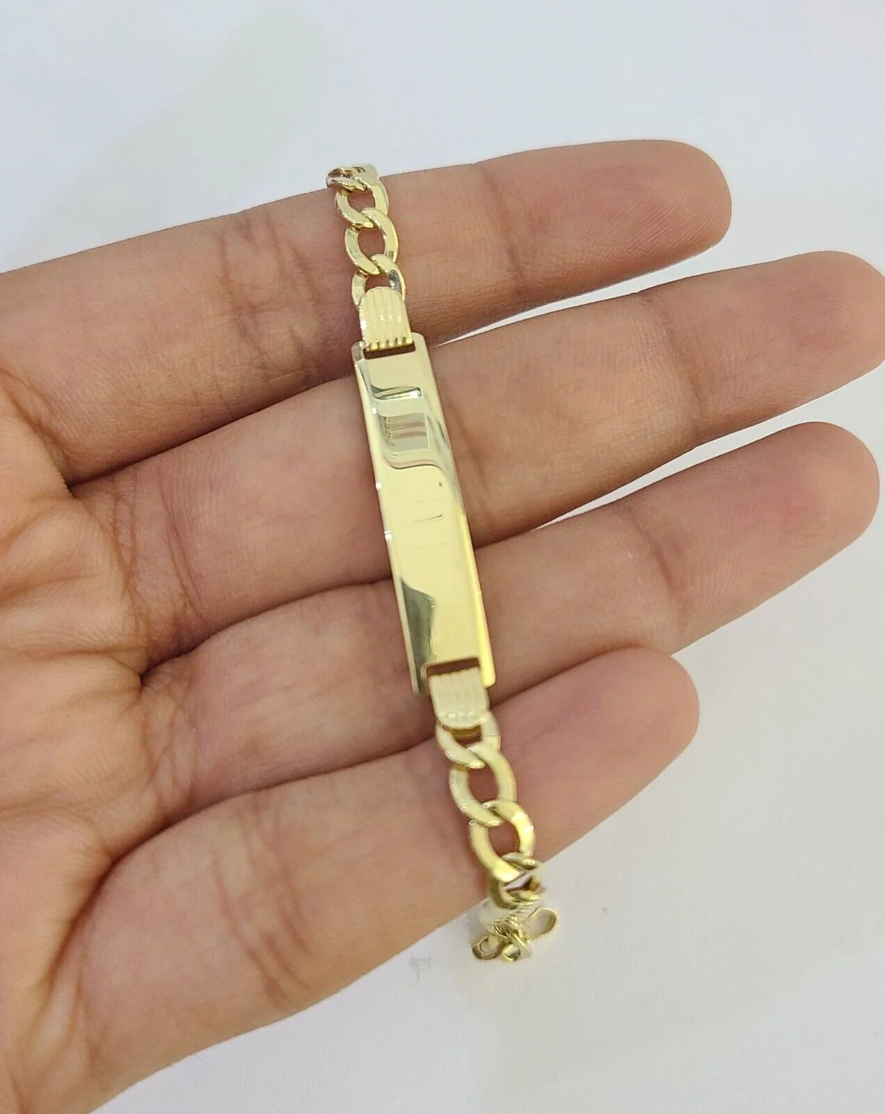 REAL 10K Gold ID Bracelet Kids Baby Cuban Curb Link Unisex - Image 4