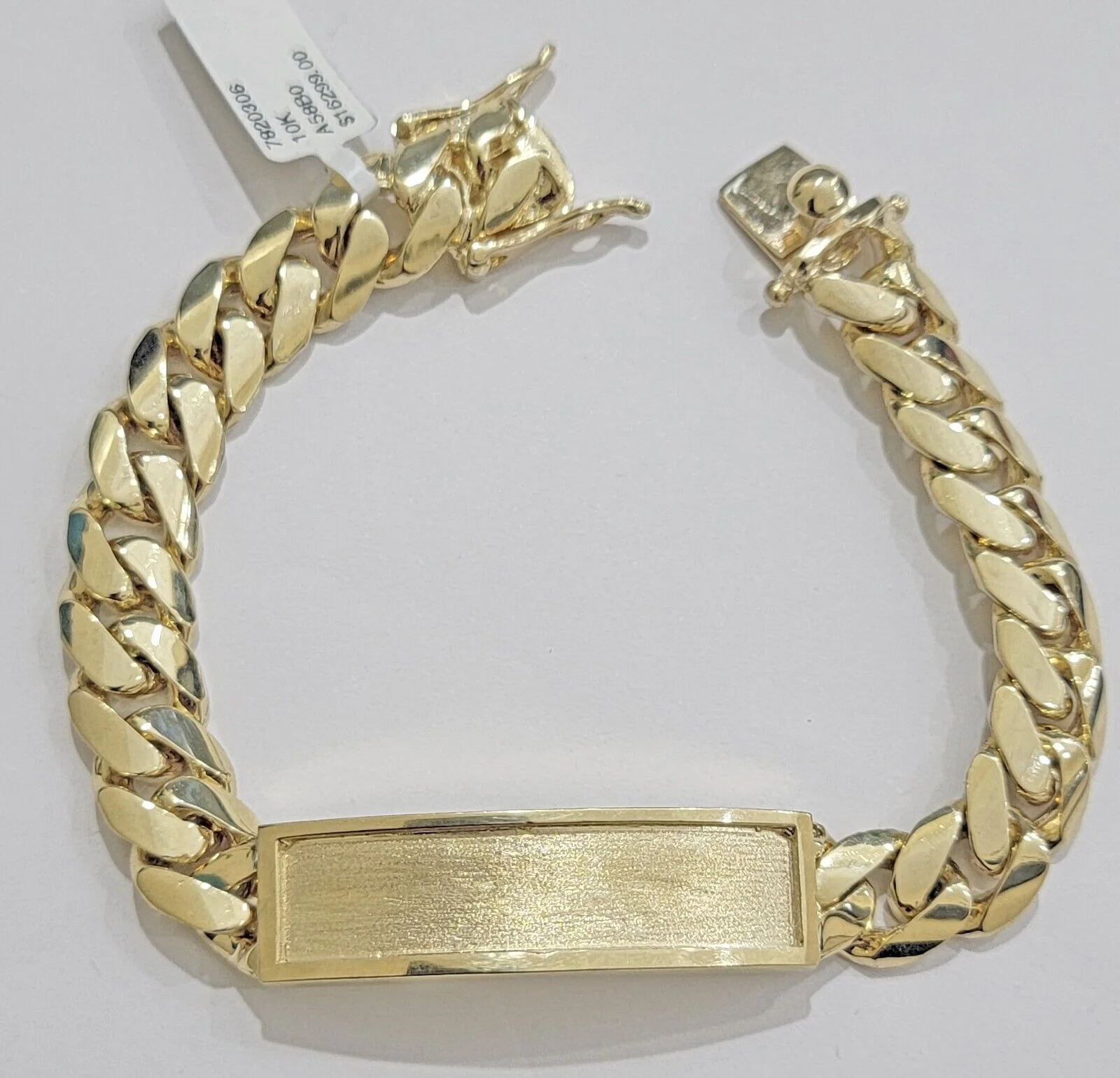 Real 10k Gold ID Bracelet Miami Cuban Solid link 10mm Name Plate 9 Inch Box Lock - Image 3