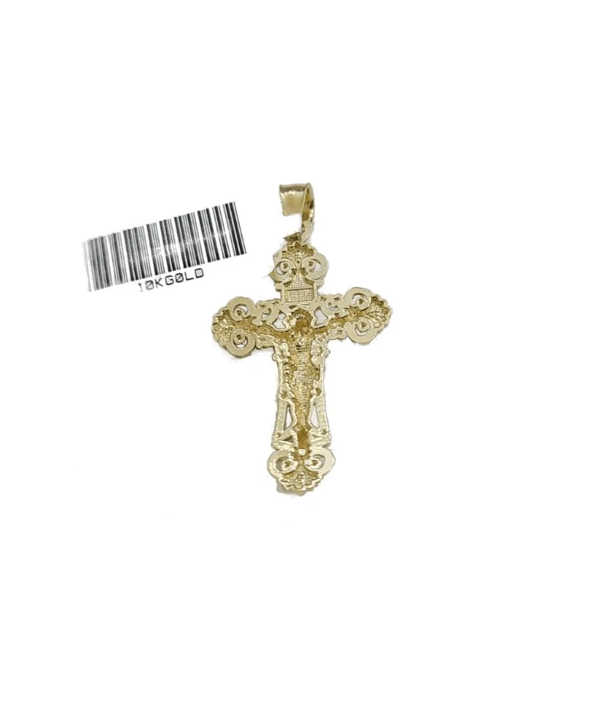 Real 10k Gold Jesus Cross Charm Pendant 10KT Yellow Gold For Chain & Necklace - Image 6