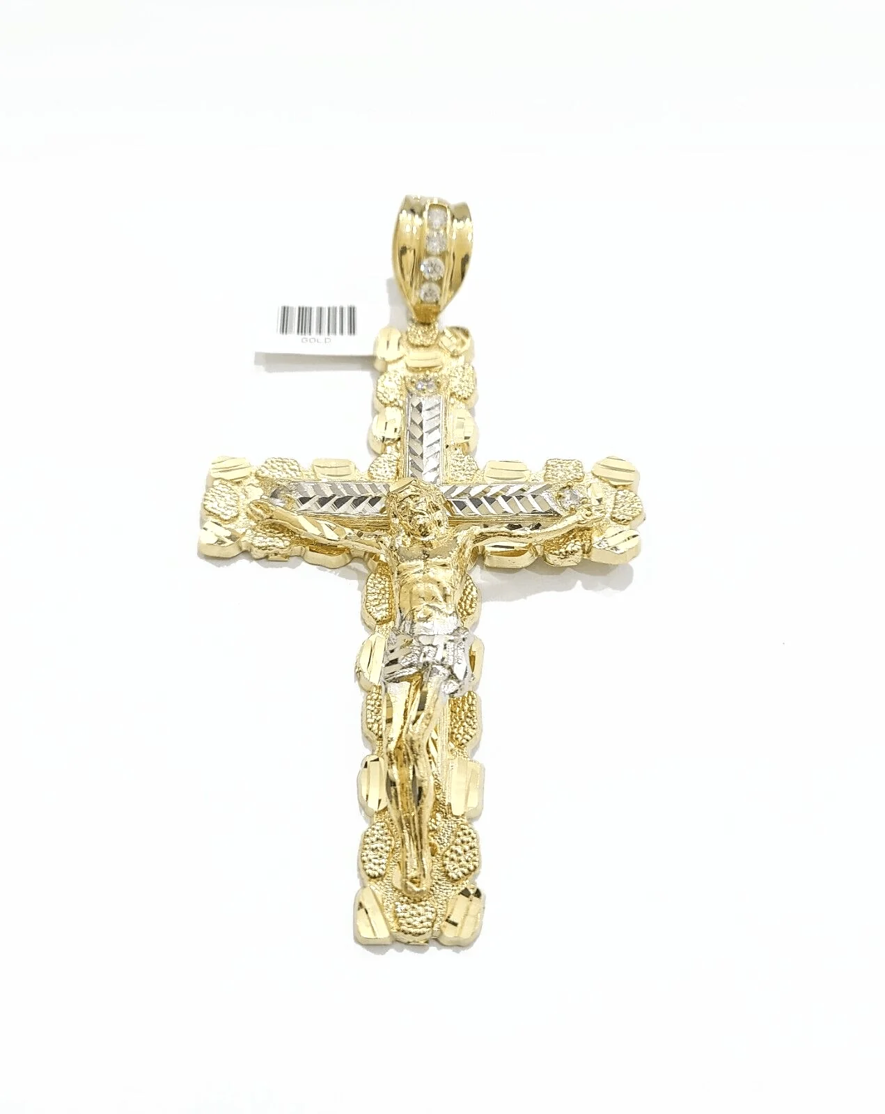 Real 10k Gold Jesus Cross Charm Pendant 3.5'' Inch 10KT Yellow Gold - Image 2