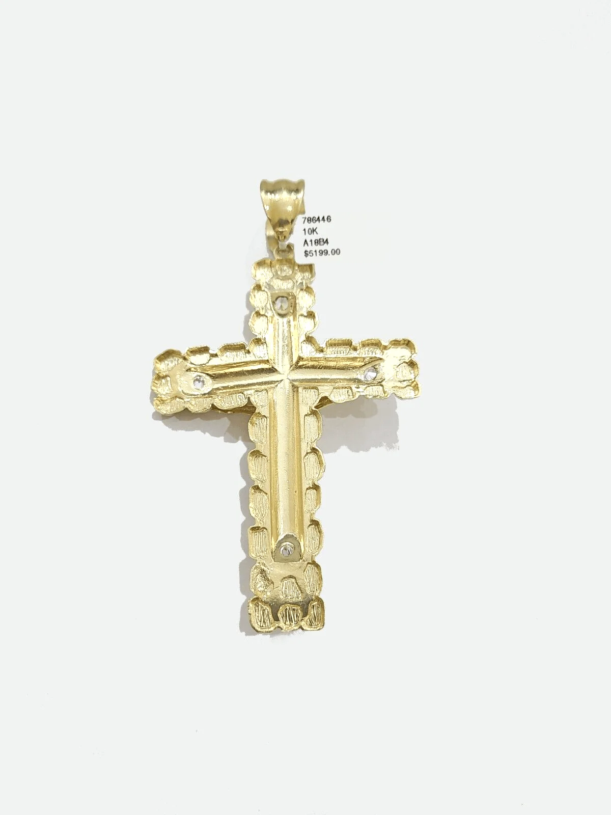 Real 10k Gold Jesus Cross Charm Pendant 3.5'' Inch 10KT Yellow Gold - Image 5