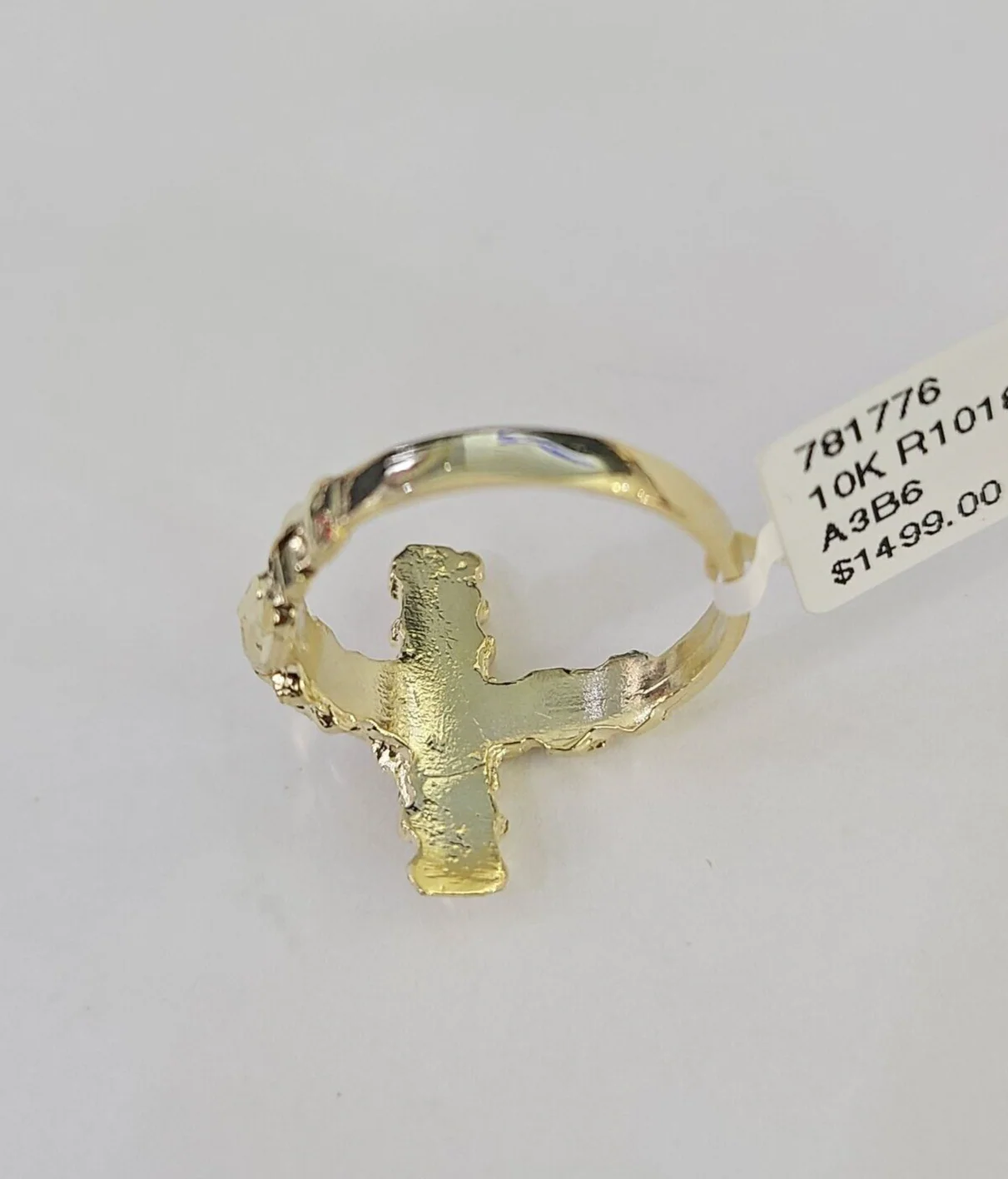 REAL 10K Gold Jesus Cross Nugget Ring Band Style Rings 10Kt Yellow All Sizes - Image 6