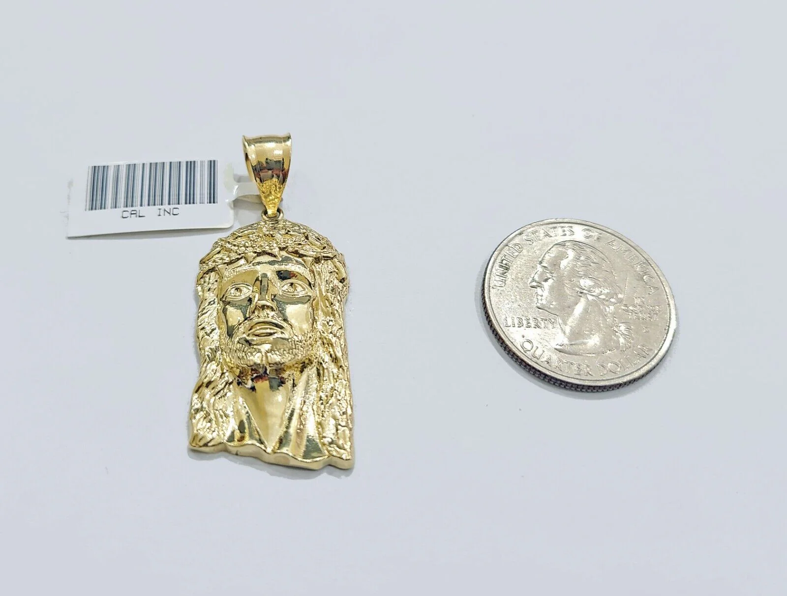 Real 10k Gold Jesus Head Charm Pendant  1.5'' Inch 10KT  Yellow Gold - Image 3