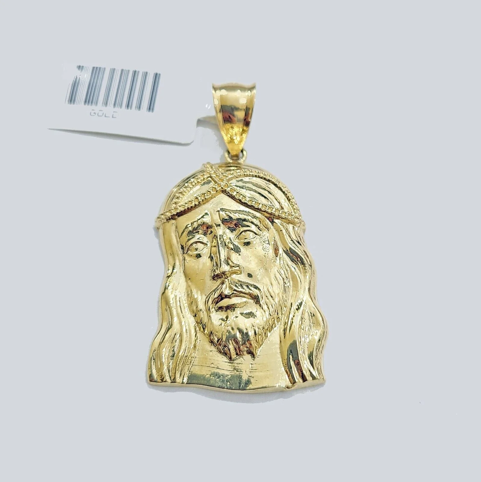 Real 10k Gold Jesus Head Charm Pendant  1.5'' Inch 10KT  Yellow Gold - Image 2