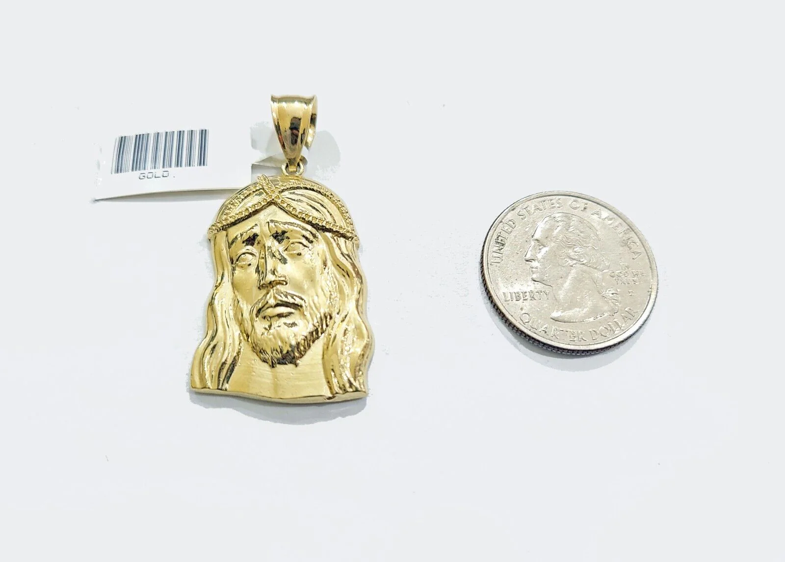 Real 10k Gold Jesus Head Charm Pendant  1.5'' Inch 10KT  Yellow Gold - Image 3
