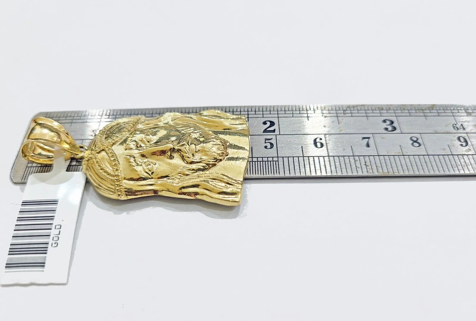 Real 10k Gold Jesus Head Charm Pendant  1.5'' Inch 10KT  Yellow Gold - Image 4