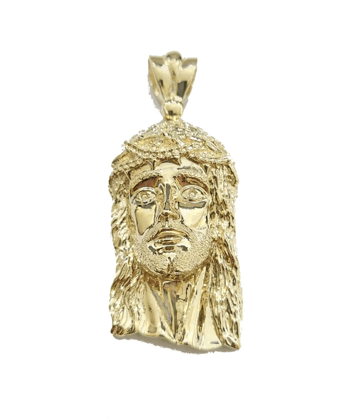 Real 10k Gold Jesus Head Charm Pendant 2'' Inch 10KT Yellow Gold - Image 2