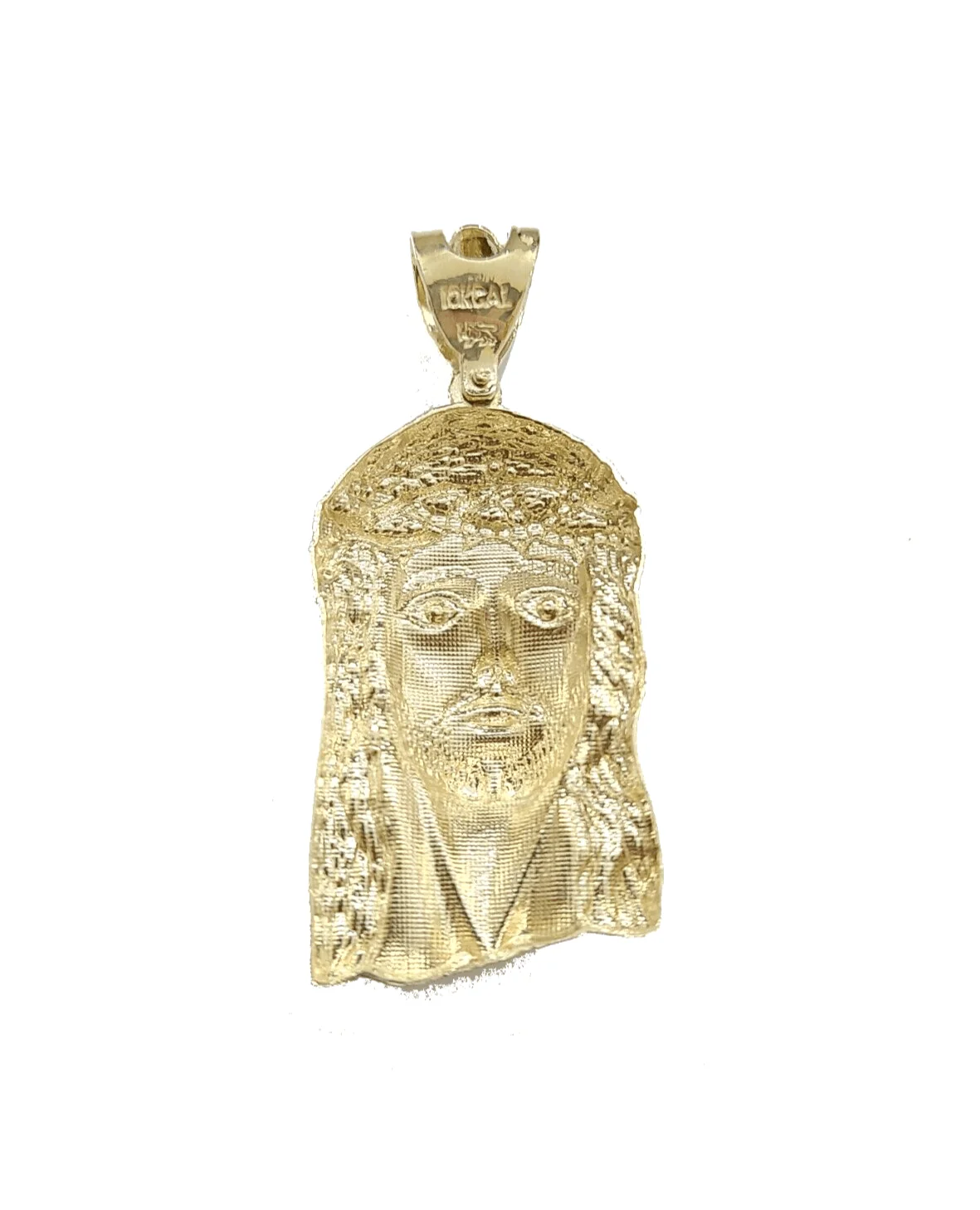 Real 10k Gold Jesus Head Charm Pendant 2'' Inch 10KT Yellow Gold - Image 5