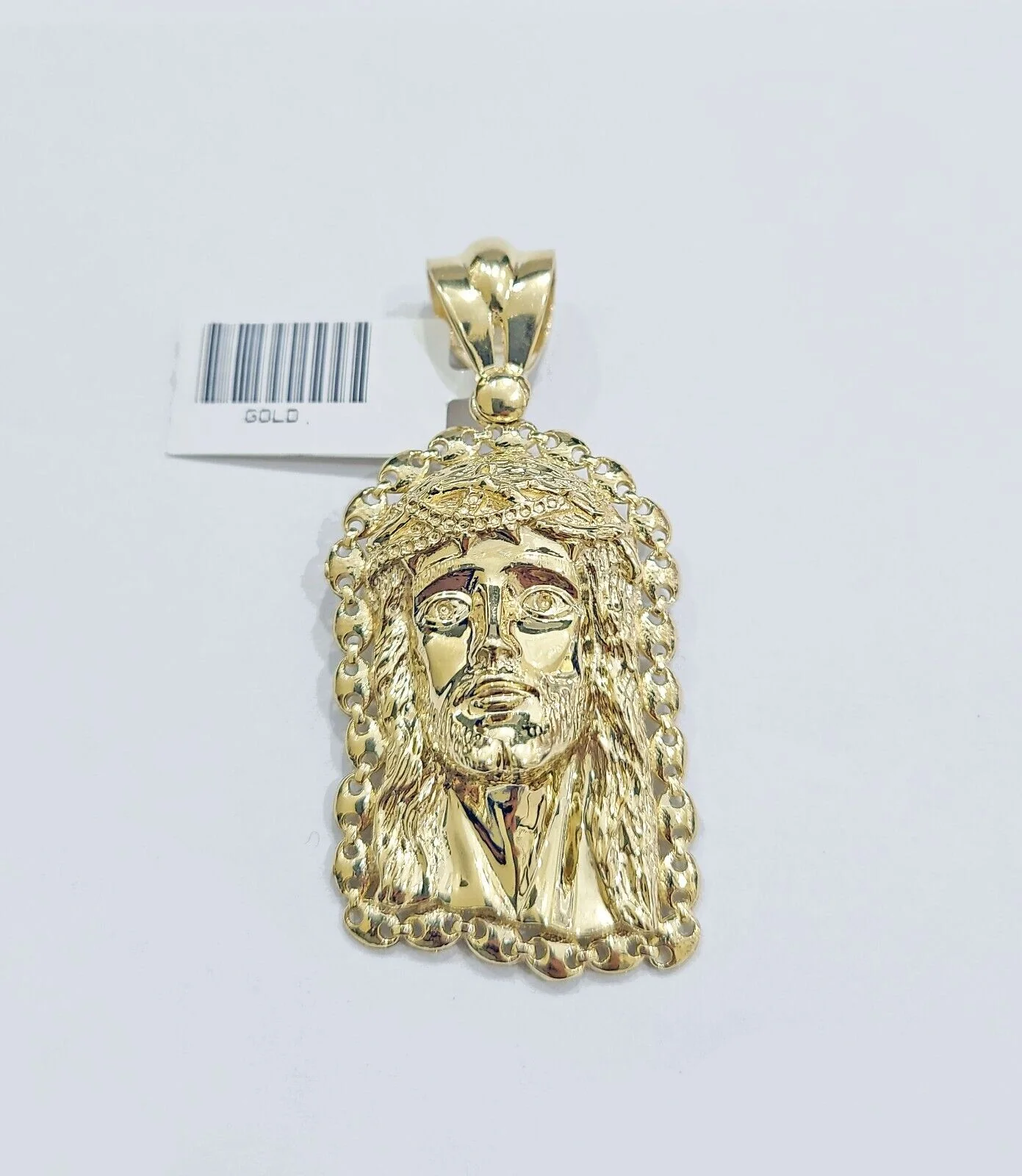Real 10k Gold Jesus Head Charm Pendant 2'' Inch 10KT Yellow Gold - Image 2