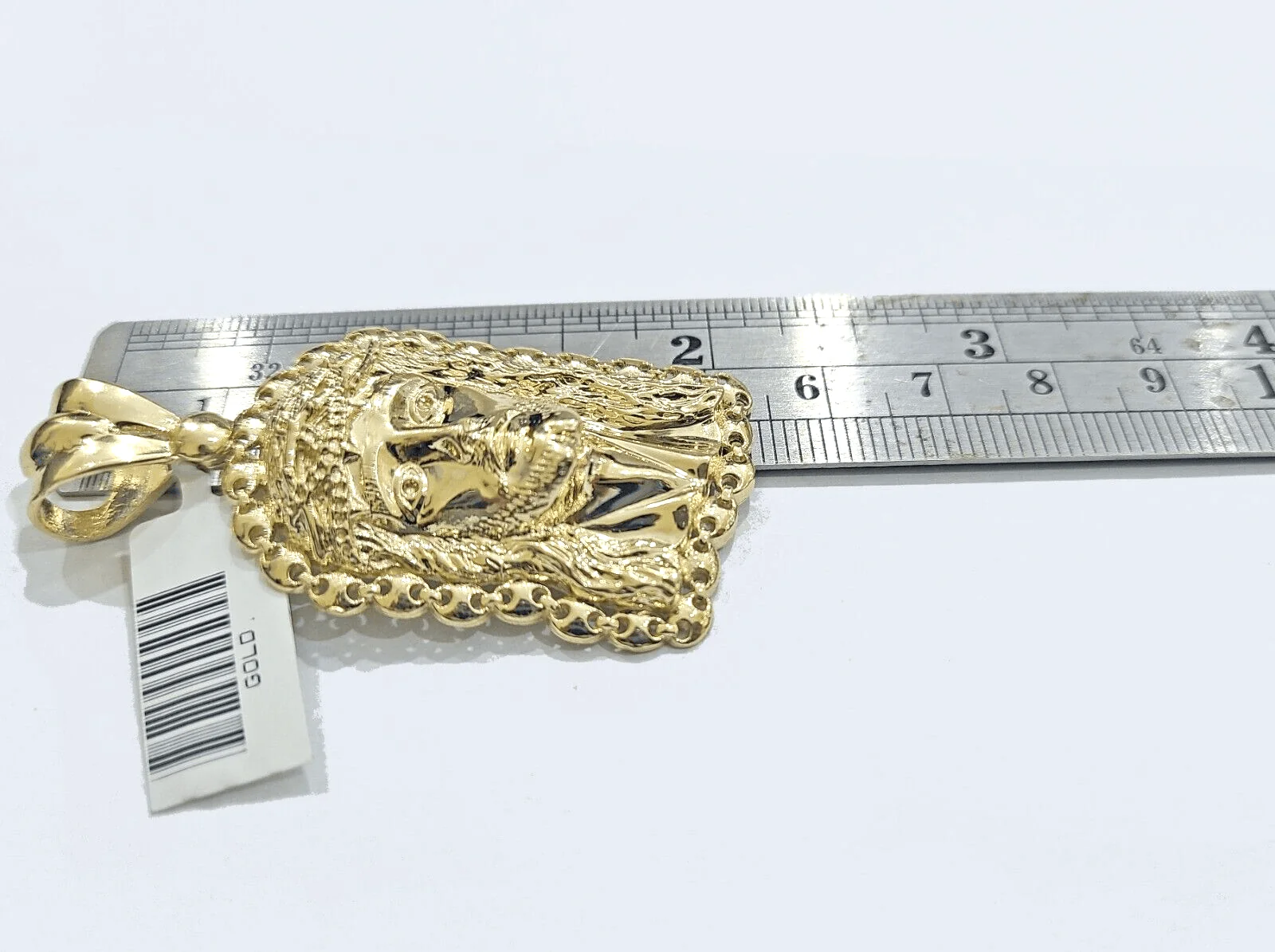 Real 10k Gold Jesus Head Charm Pendant 2'' Inch 10KT Yellow Gold - Image 4