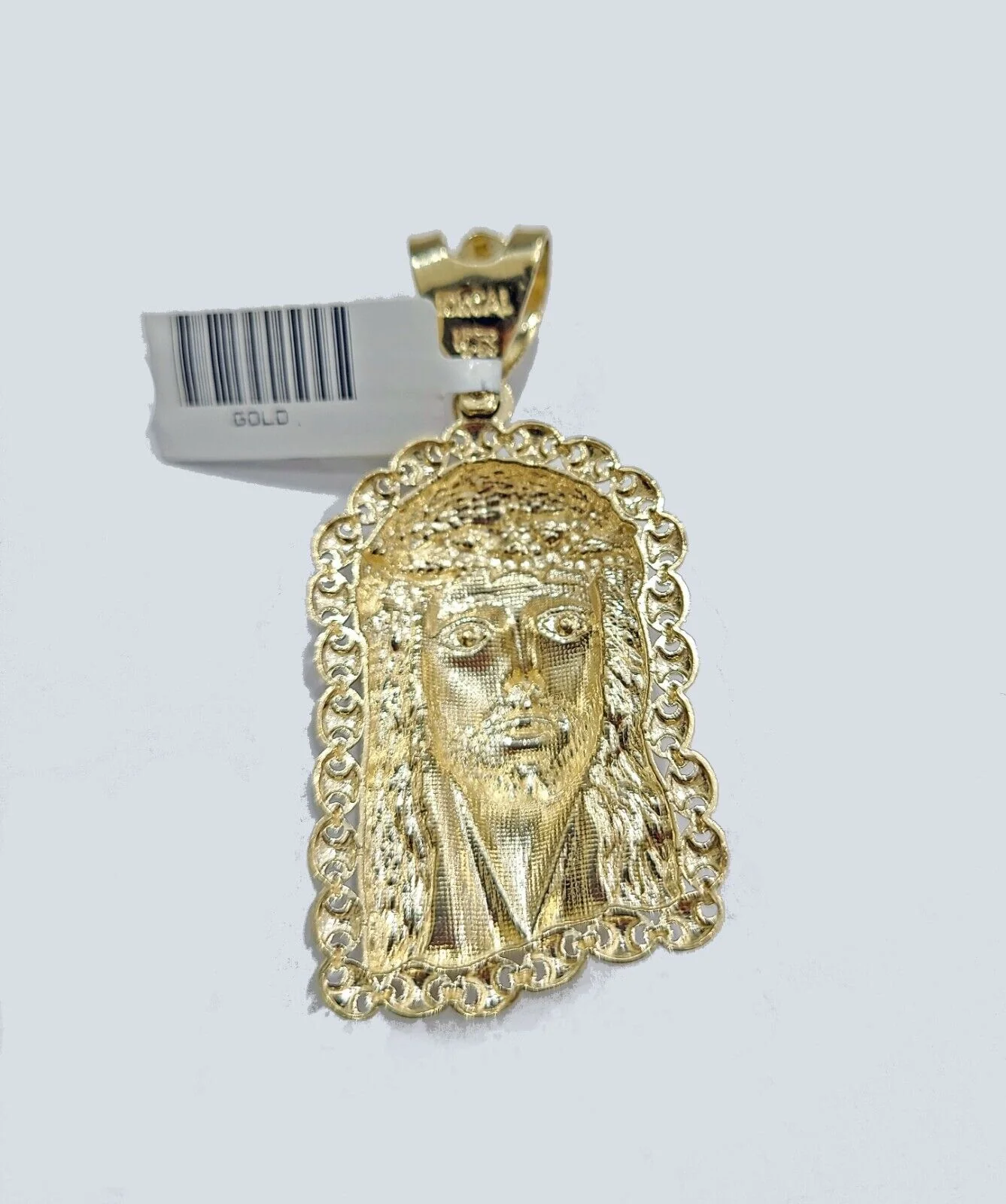 Real 10k Gold Jesus Head Charm Pendant 2'' Inch 10KT Yellow Gold - Image 5