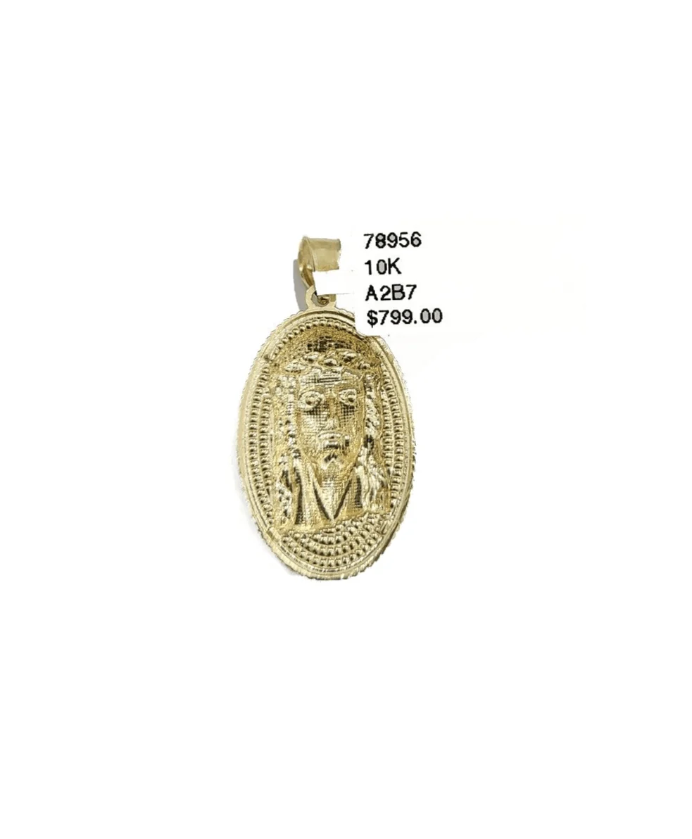 Real 10k Gold Jesus Head Circular Charm Pendant 10KT Yellow Gold - Image 5