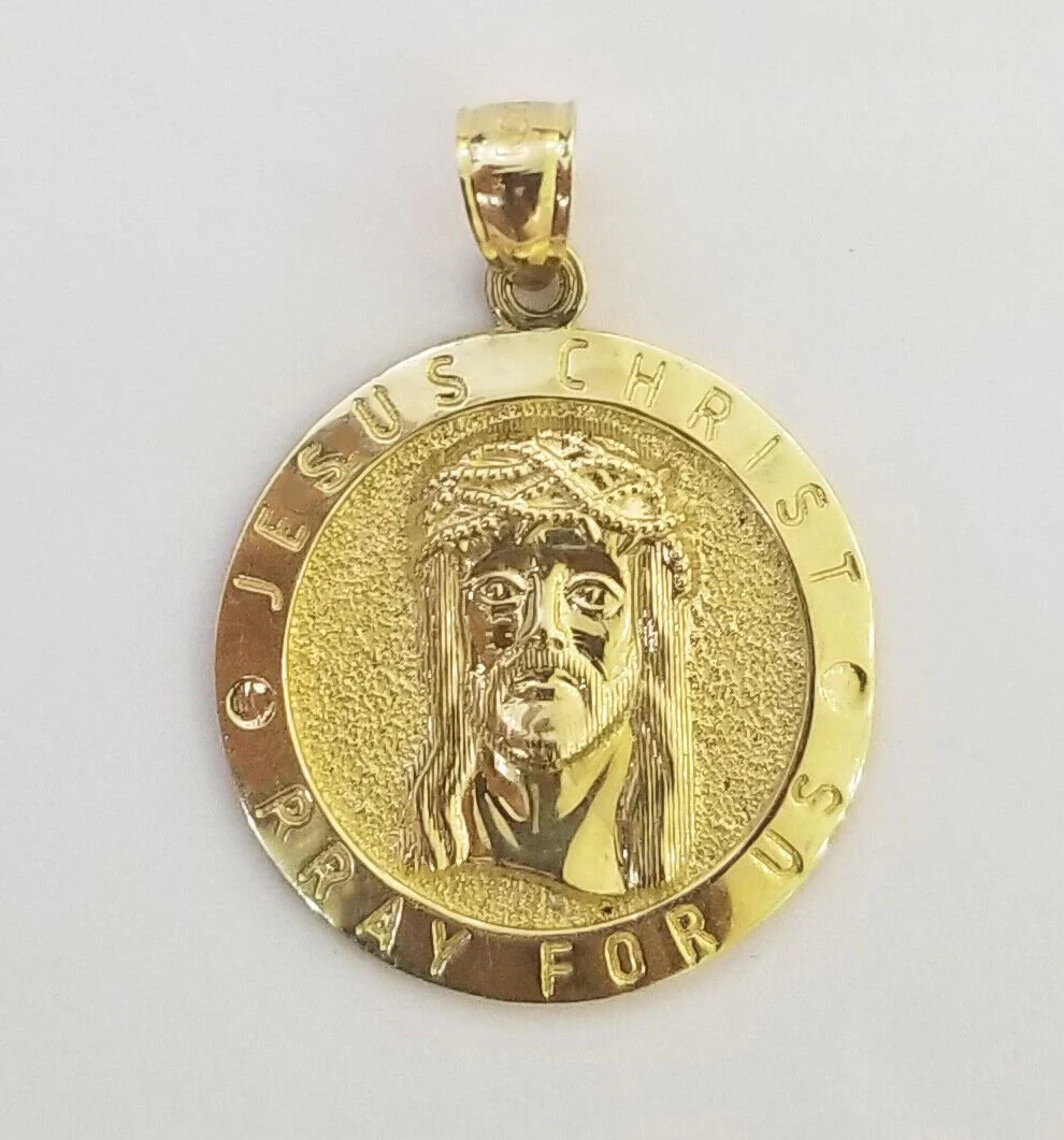 Real 10k Gold Jesus Pendant Miami Cuban link Chain 4mm 26" Set - Image 5