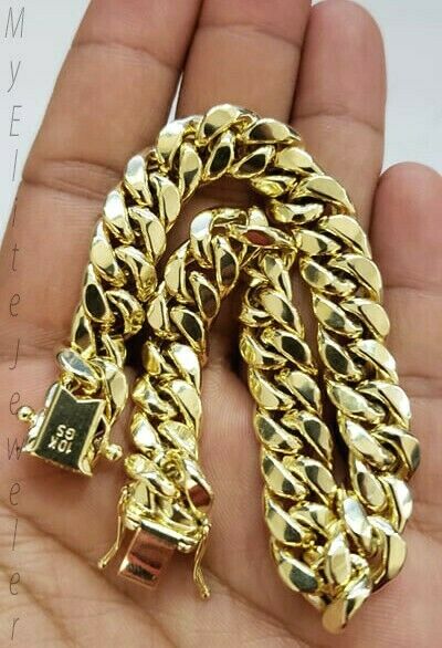 Real 10k Gold Ladies Bracelet cuban Link 7" 9mm Box clasp Strong Miami Cuben - Image 2