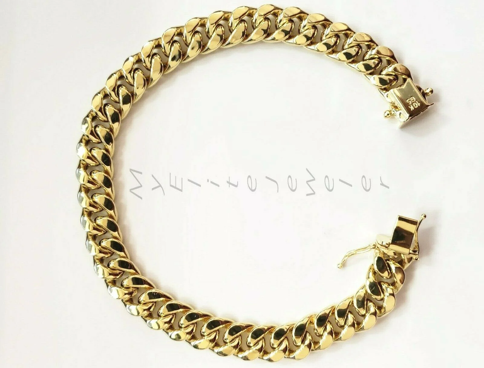 Real 10k Gold Ladies Bracelet cuban Link 7" 9mm Box clasp Strong Miami Cuben - Image 3