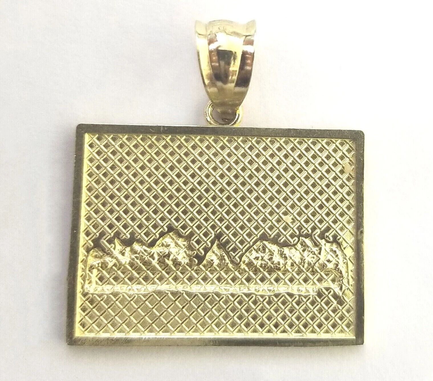 Real 10k Gold Last Supper Charm Chain Miami Cuban Link Necklace 4mm 24 Inch SET - Image 7