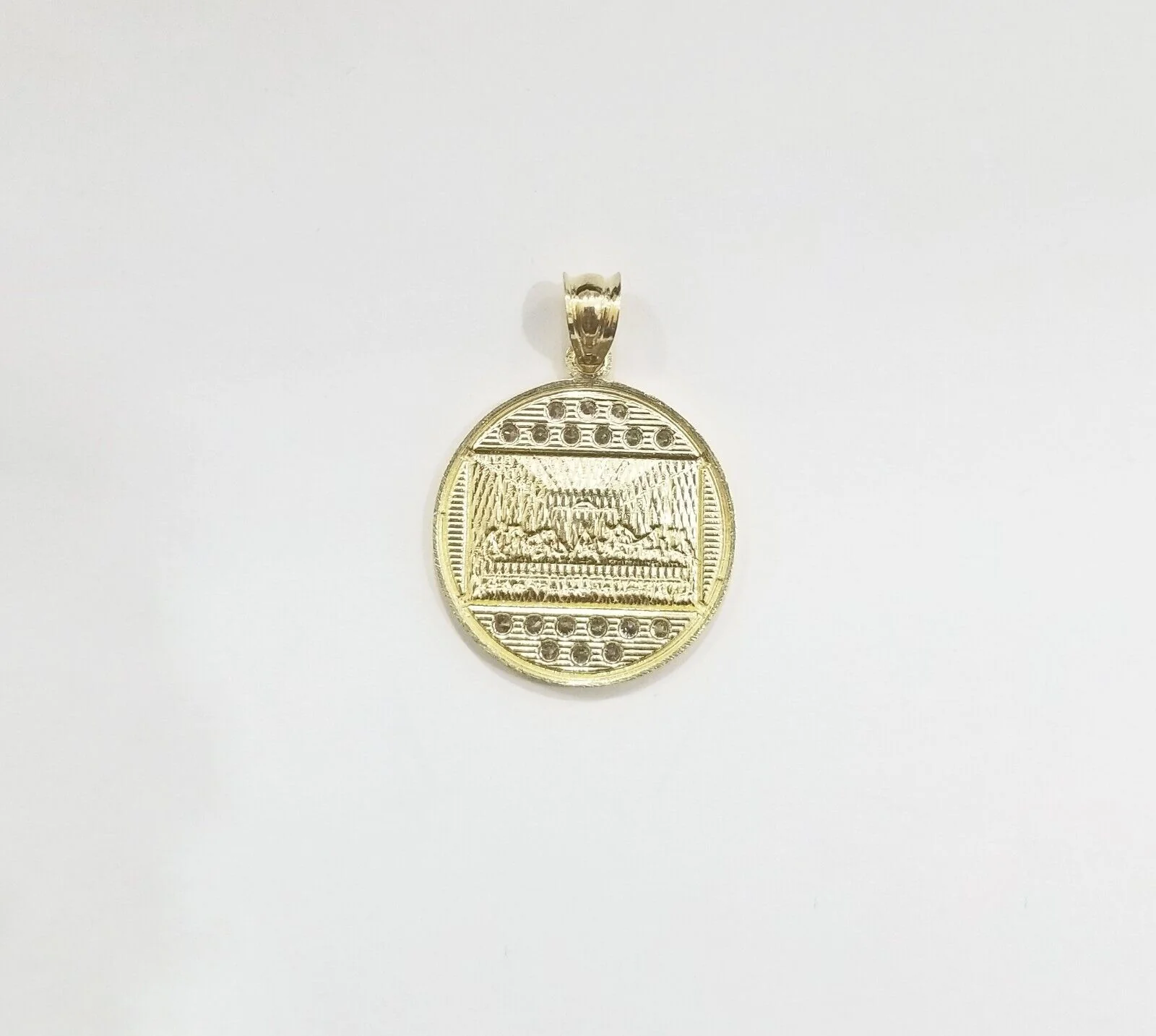 Real 10k Gold Last Supper Charm Circular Pendant 10kt Yellow Gold Men Women - Image 8