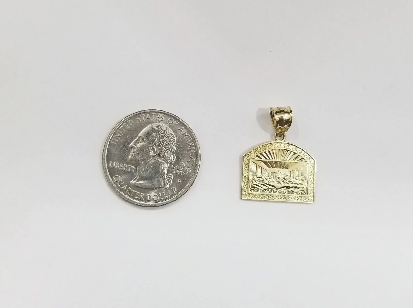 Real 10k Gold Last Supper Charm Dome shape Pendant 10kt Yellow Gold - Image 4