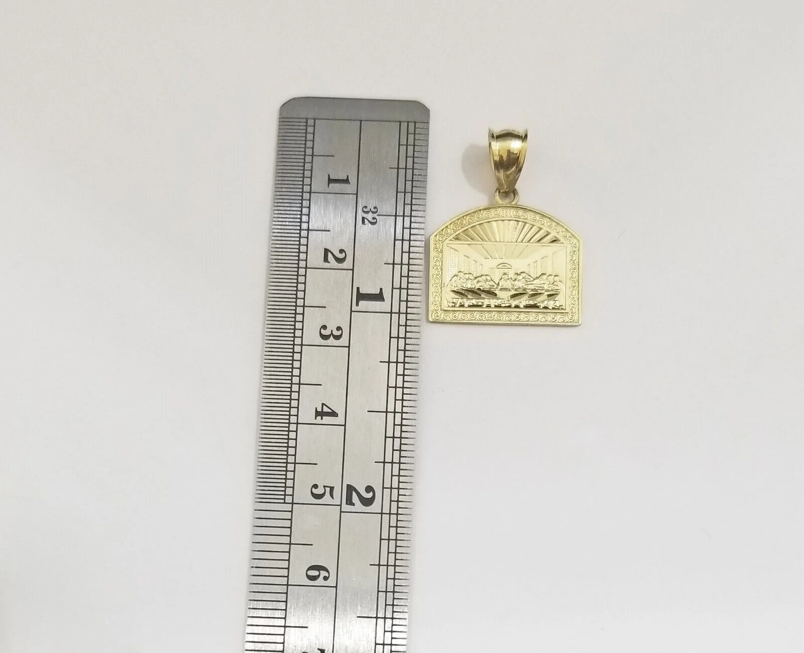 Real 10k Gold Last Supper Charm Dome shape Pendant 10kt Yellow Gold - Image 5