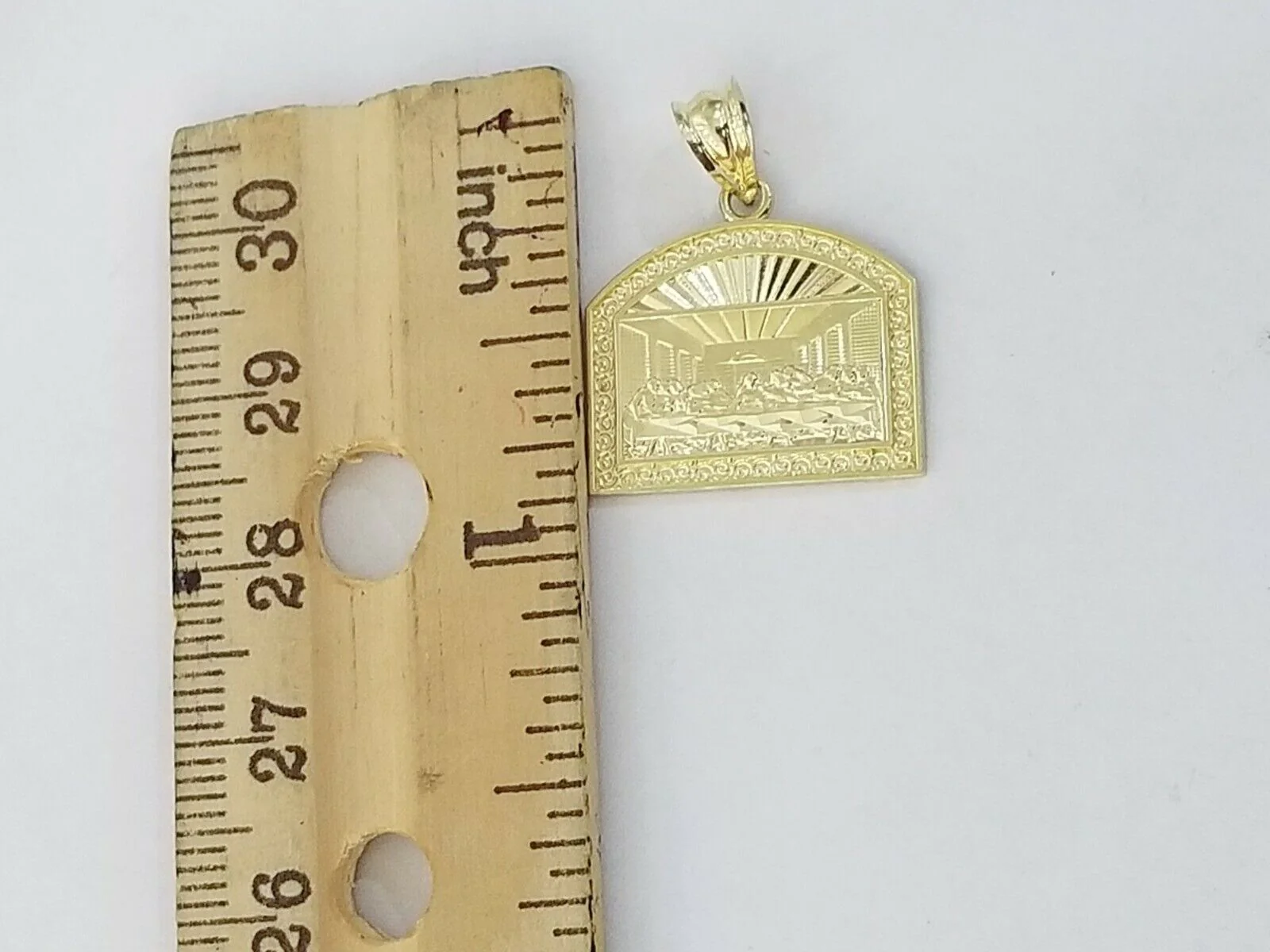 Real 10k Gold Last supper Charm Rope 2.5mm Chain Pendant ,18 20 22 24 26 28 Inch - Image 3