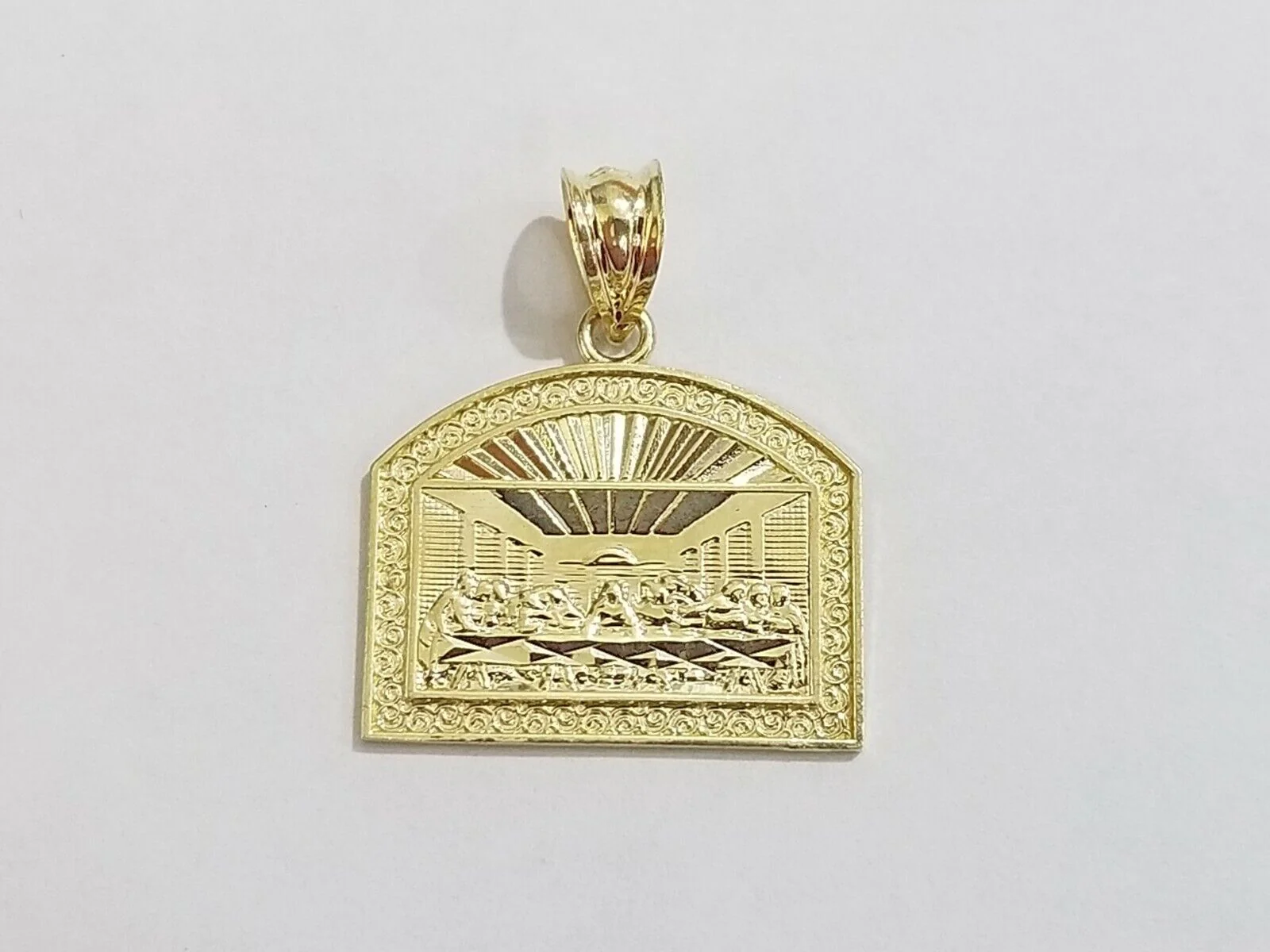 Real 10k Gold Last supper Charm Rope 2.5mm Chain Pendant ,18 20 22 24 26 28 Inch - Image 4