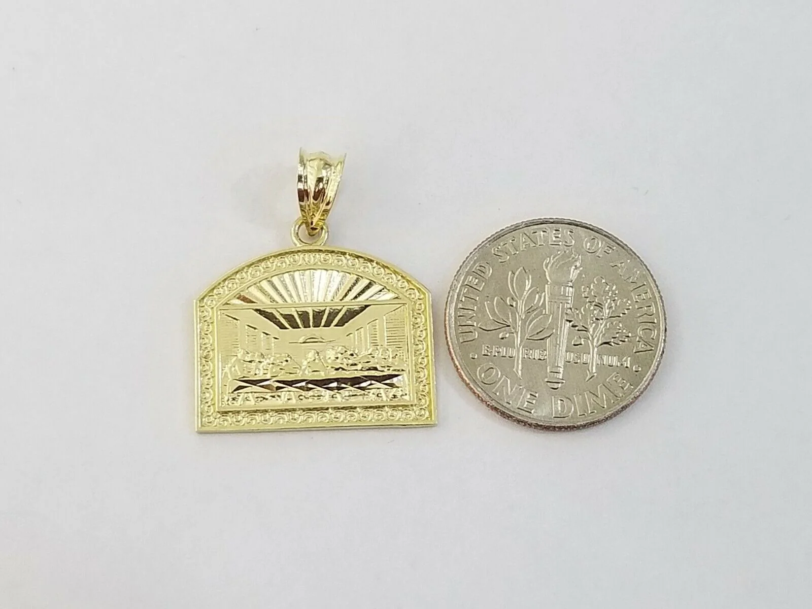 Real 10k Gold Last supper Charm Rope 2.5mm Chain Pendant ,18 20 22 24 26 28 Inch - Image 5